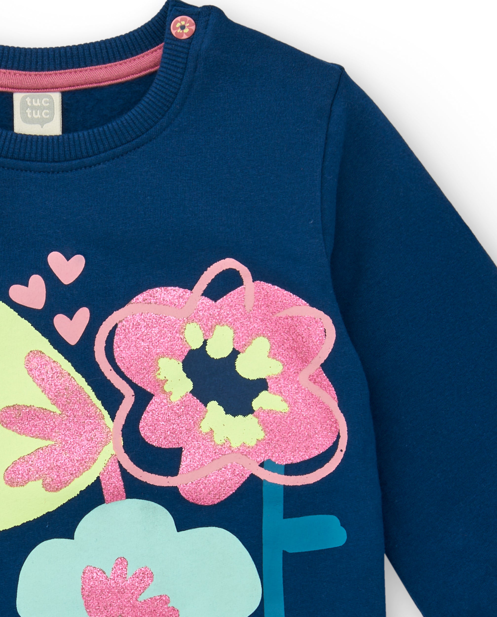 Vestido azul con diseño de flores brillantes para niña de la