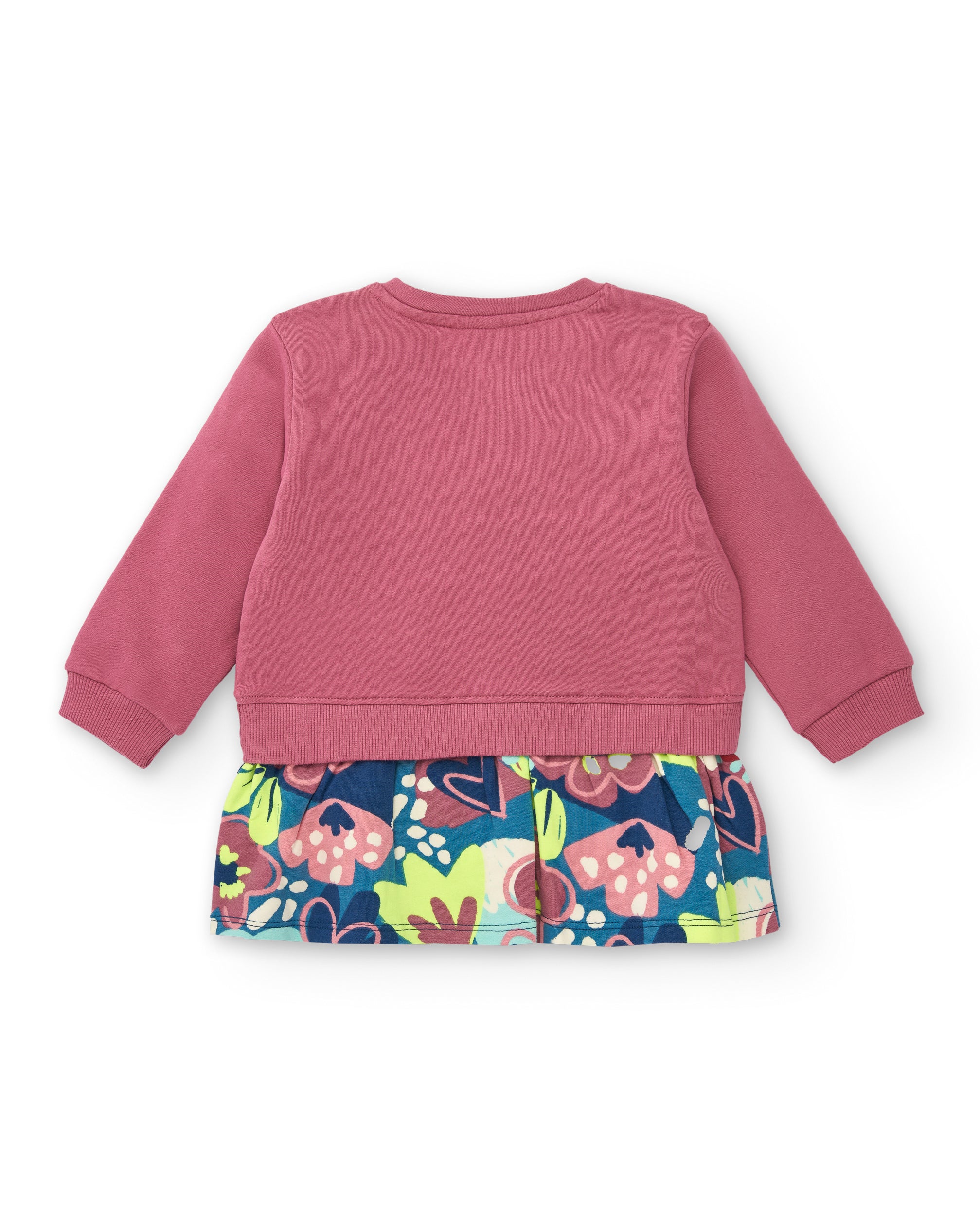 Vestido con sudadera rosa y falda estampada para niña de la