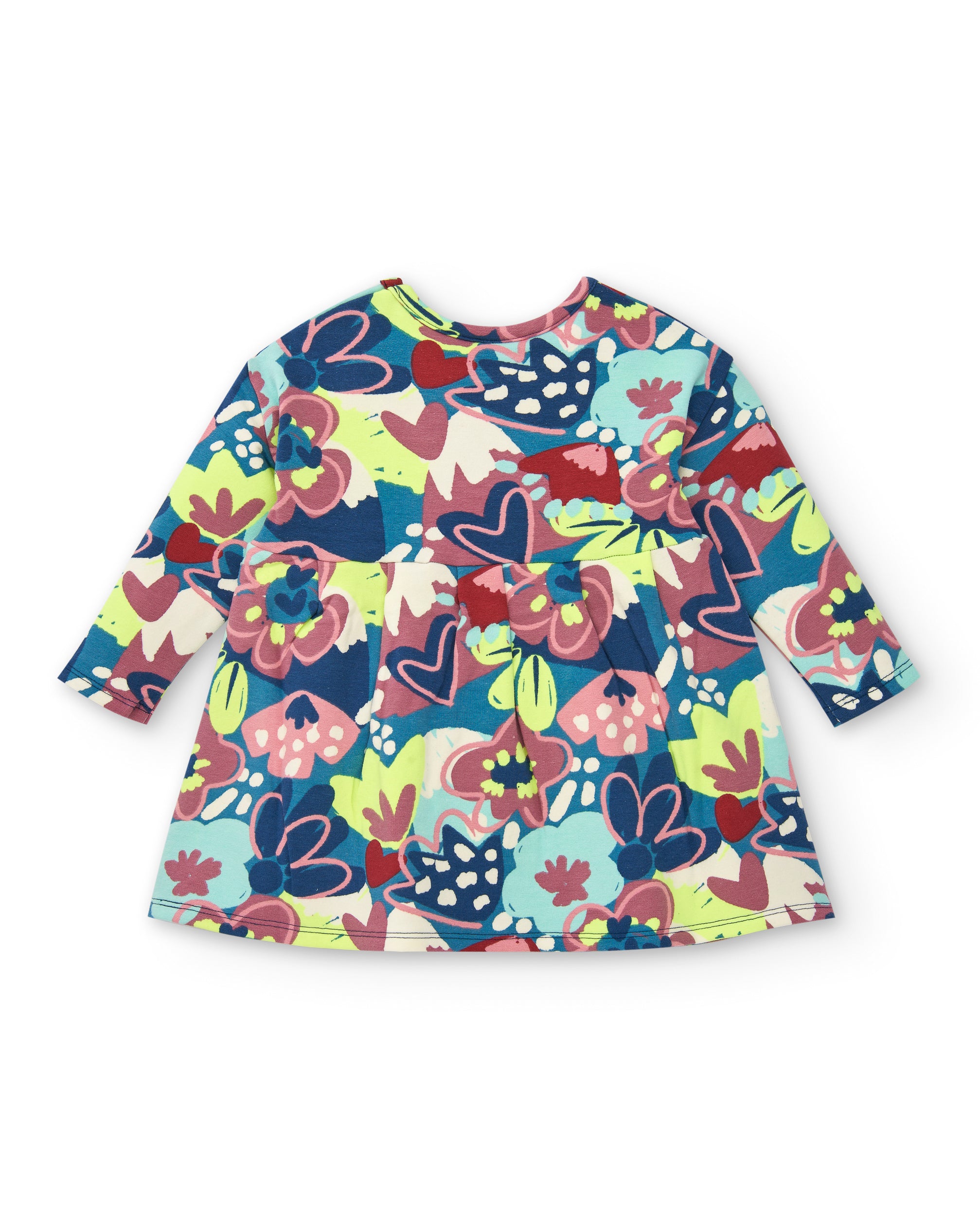 Vestido de manga larga con estampado floral multicolor para