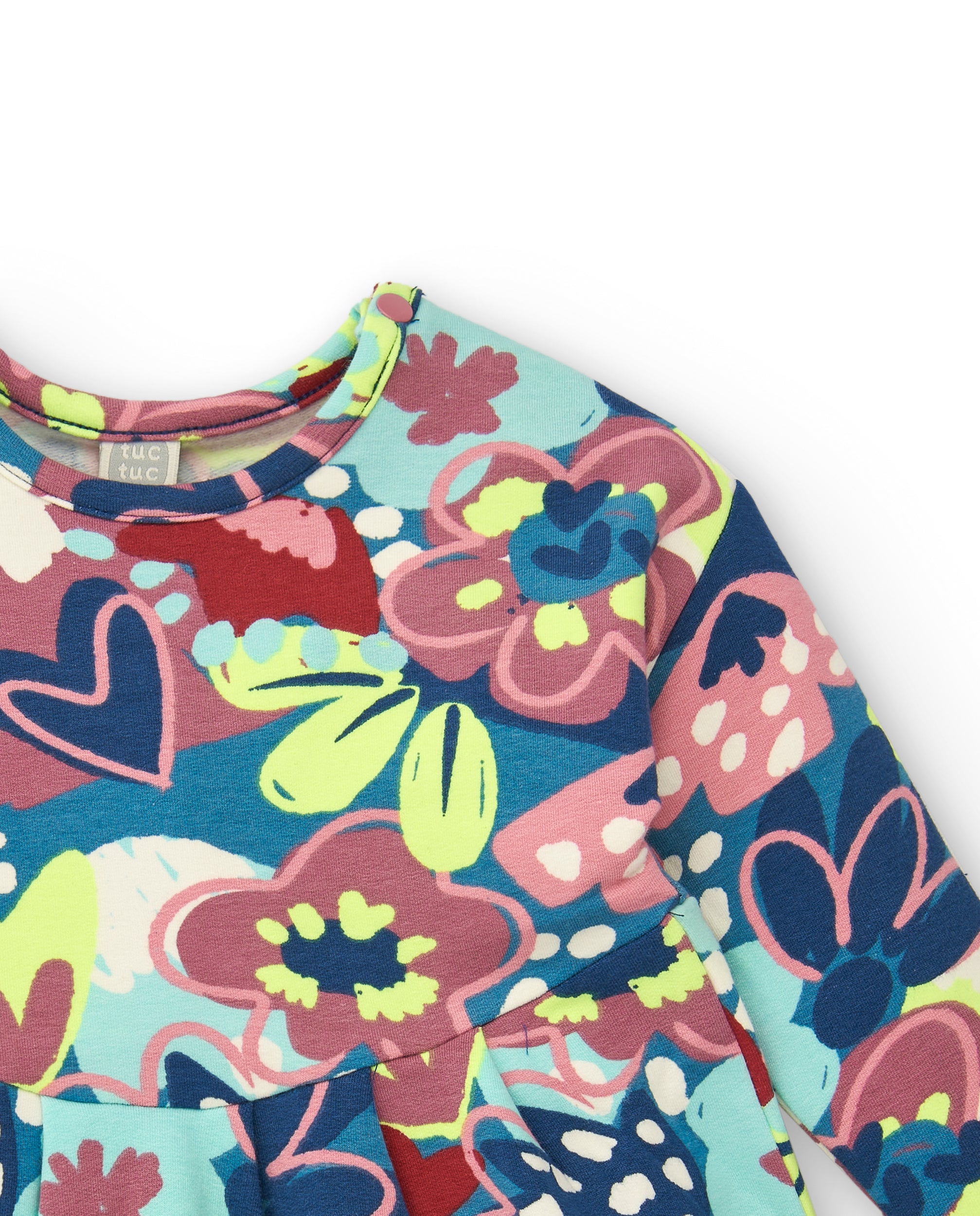 Vestido de manga larga con estampado floral multicolor para