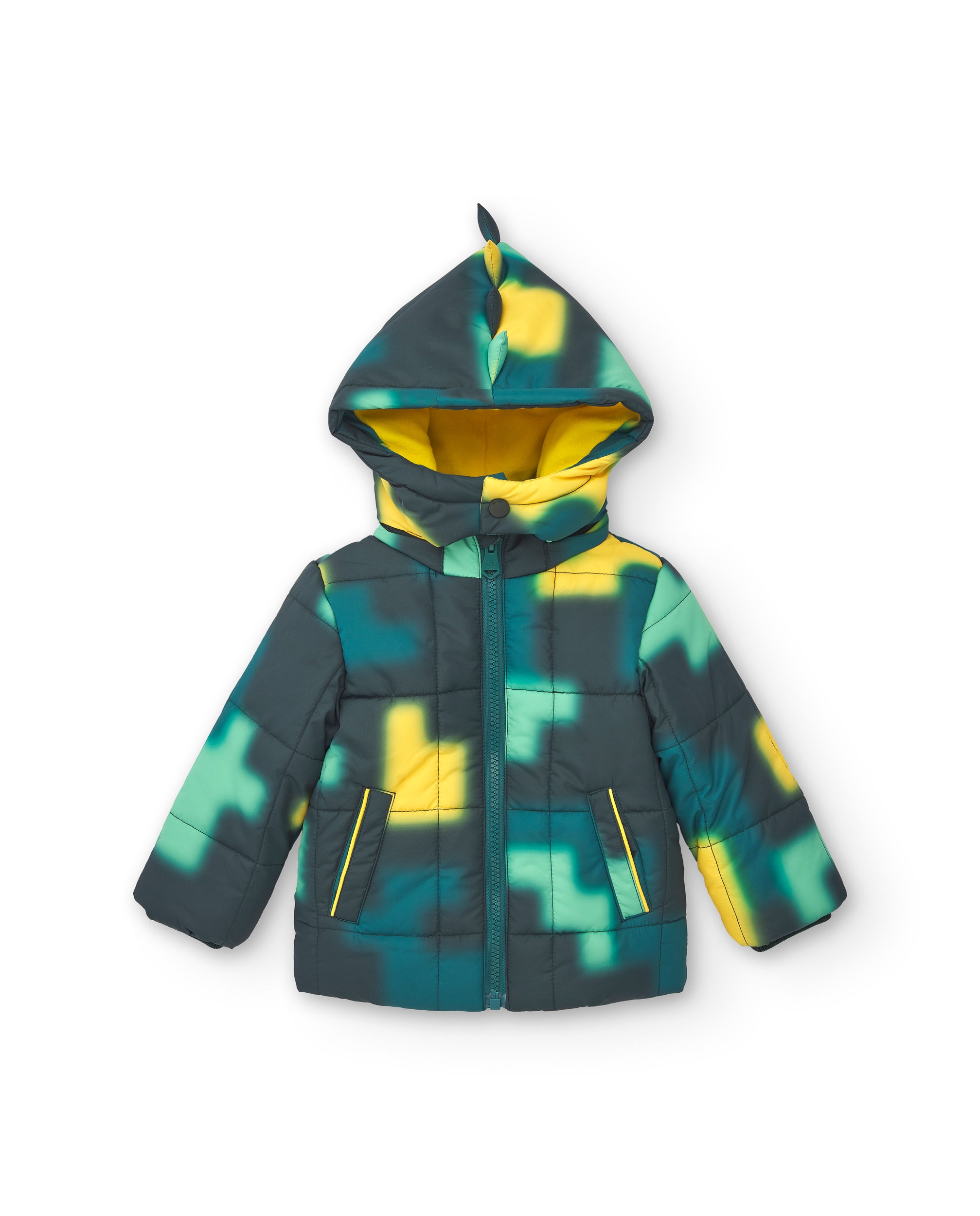 Chaqueta acolchada para niño con capucha y estampado geométrico