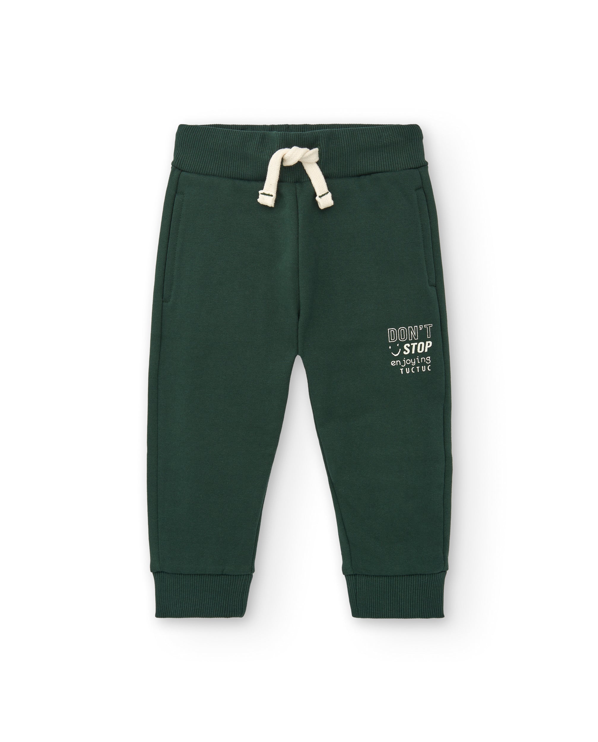 Pantalones jogger para niño en color verde con cordón ajustable