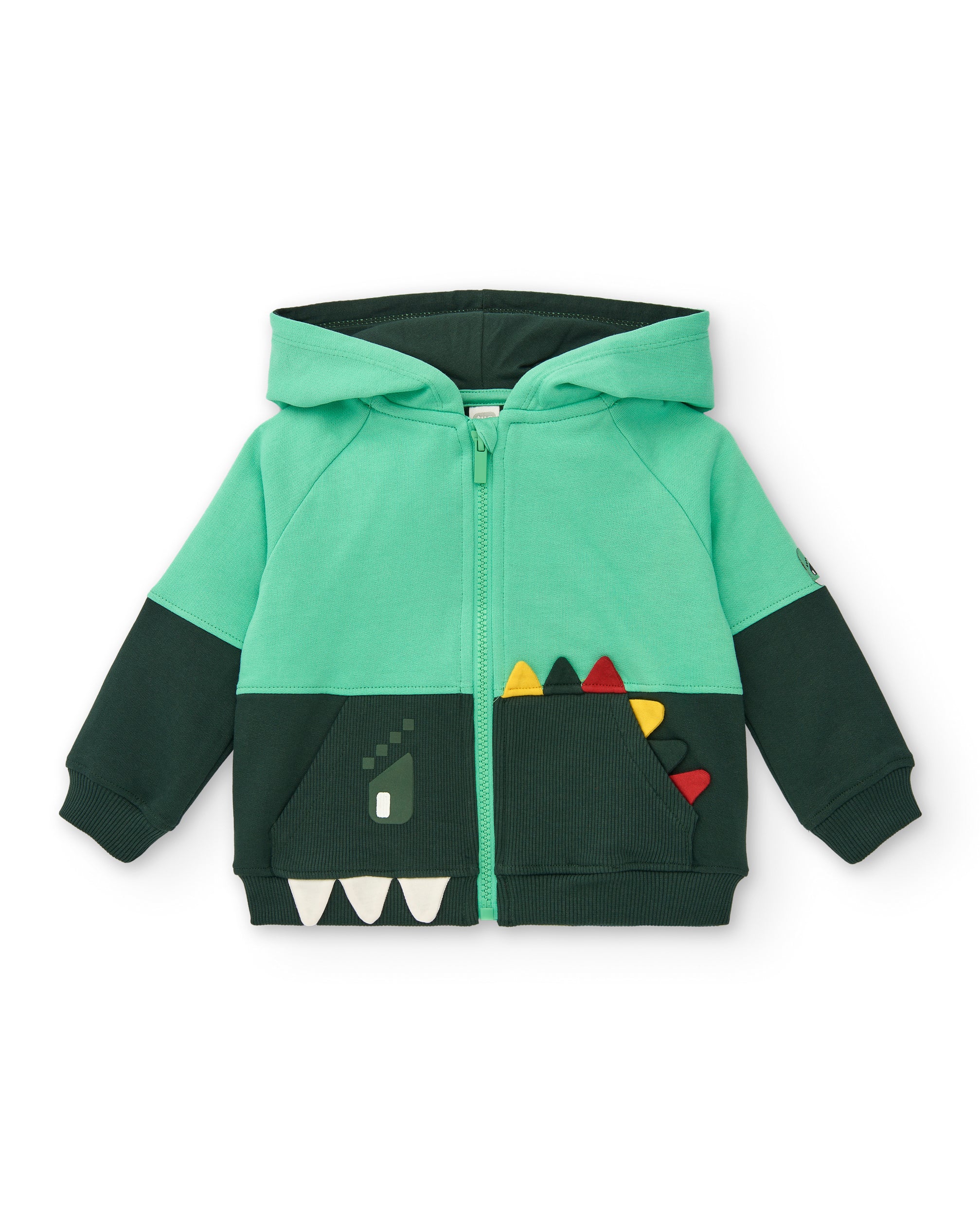 Sudadera con capucha para niño en tonos verdes con diseño de