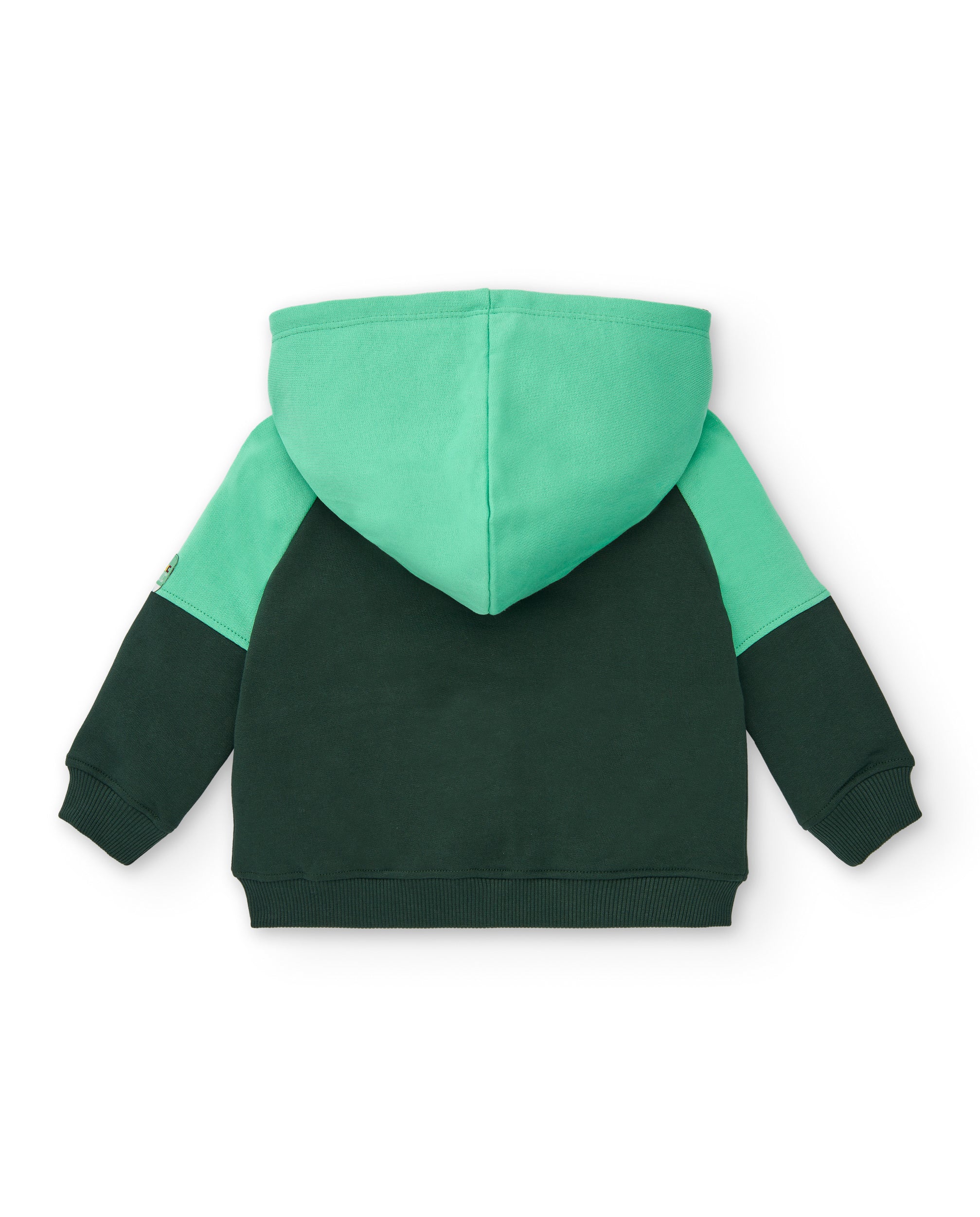 Sudadera con capucha para niño en tonos verdes con diseño de