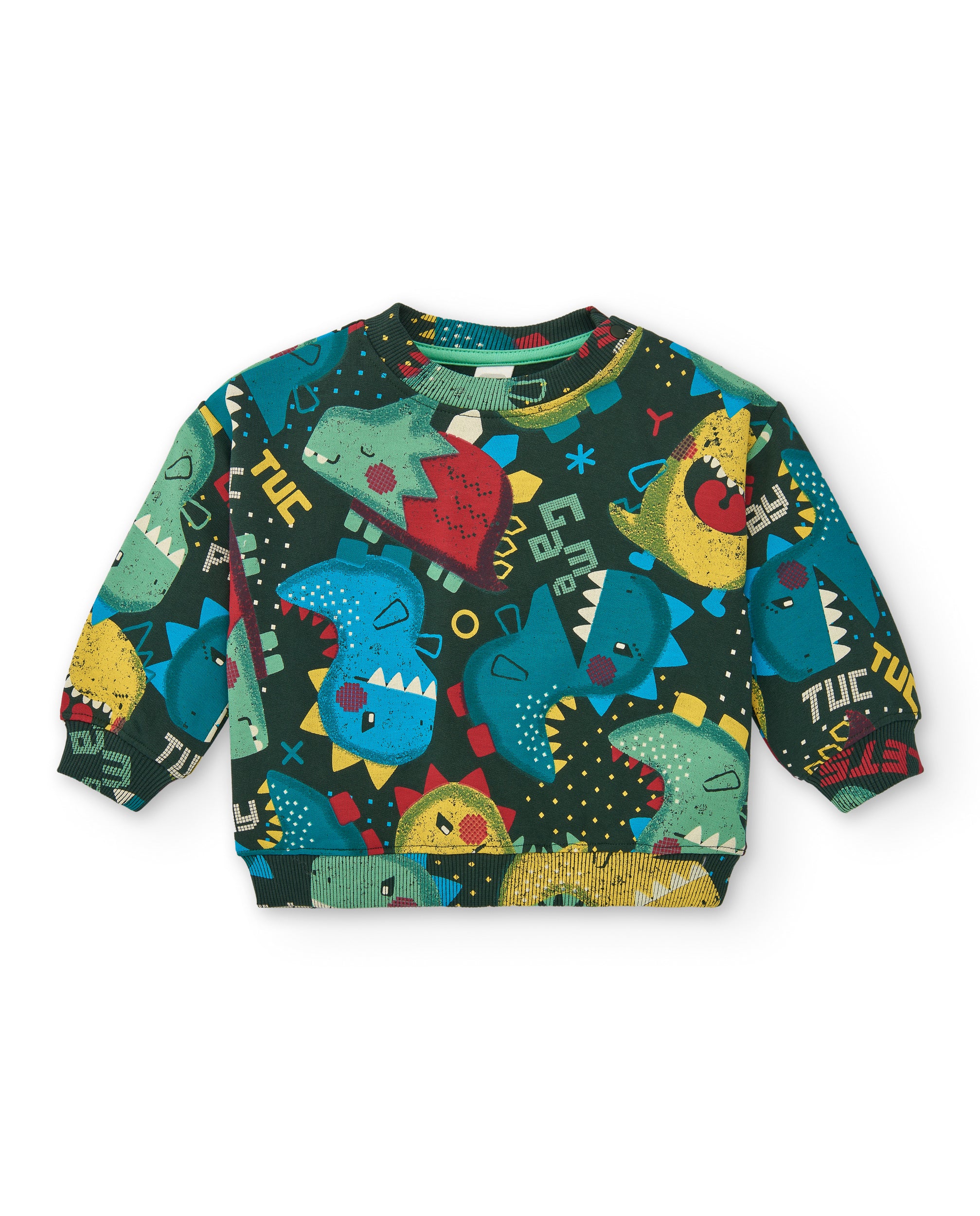 Sudadera para niño con estampado de dinosaurios en tonos verdes