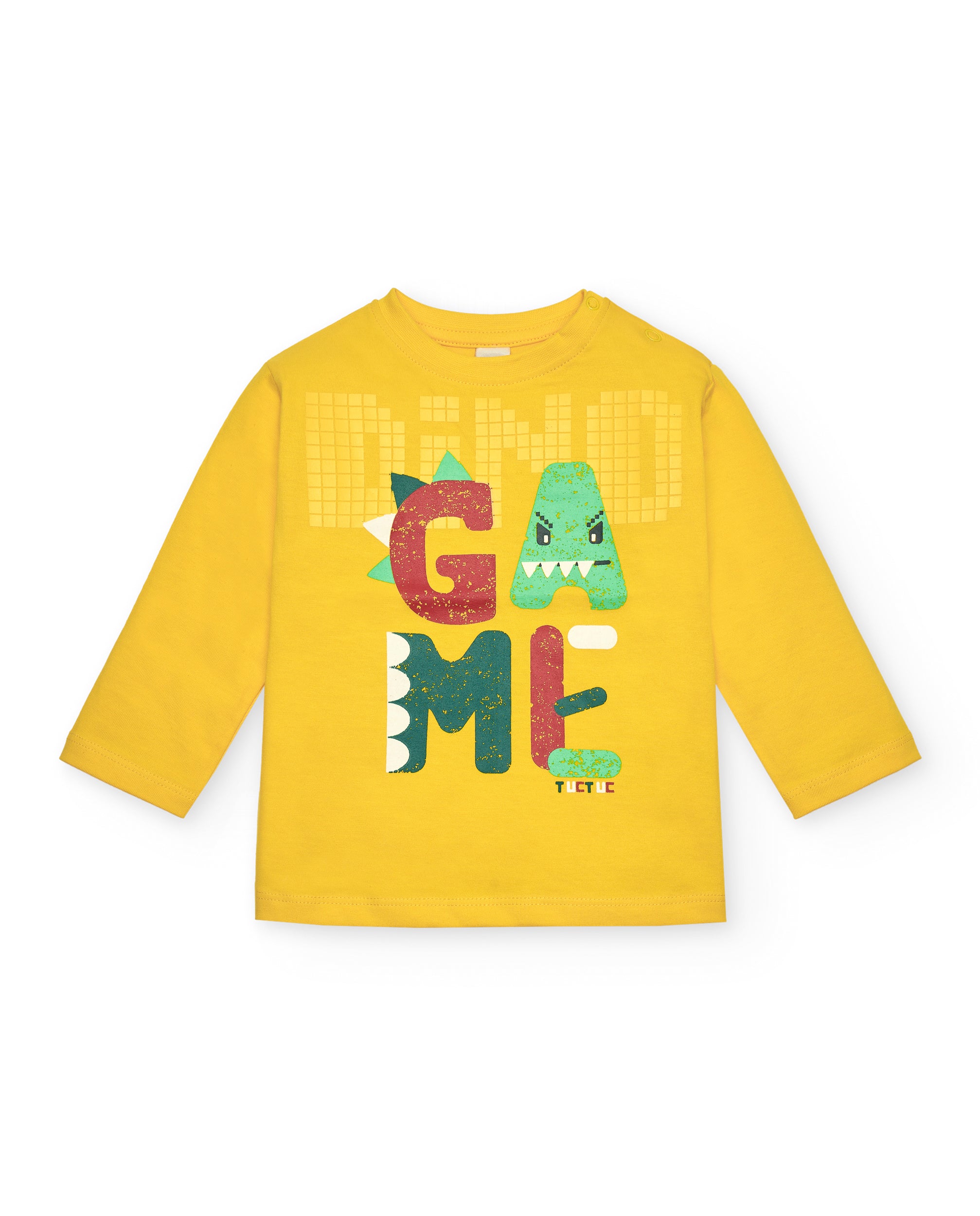 Camiseta de manga larga para niño en amarillo con estampado