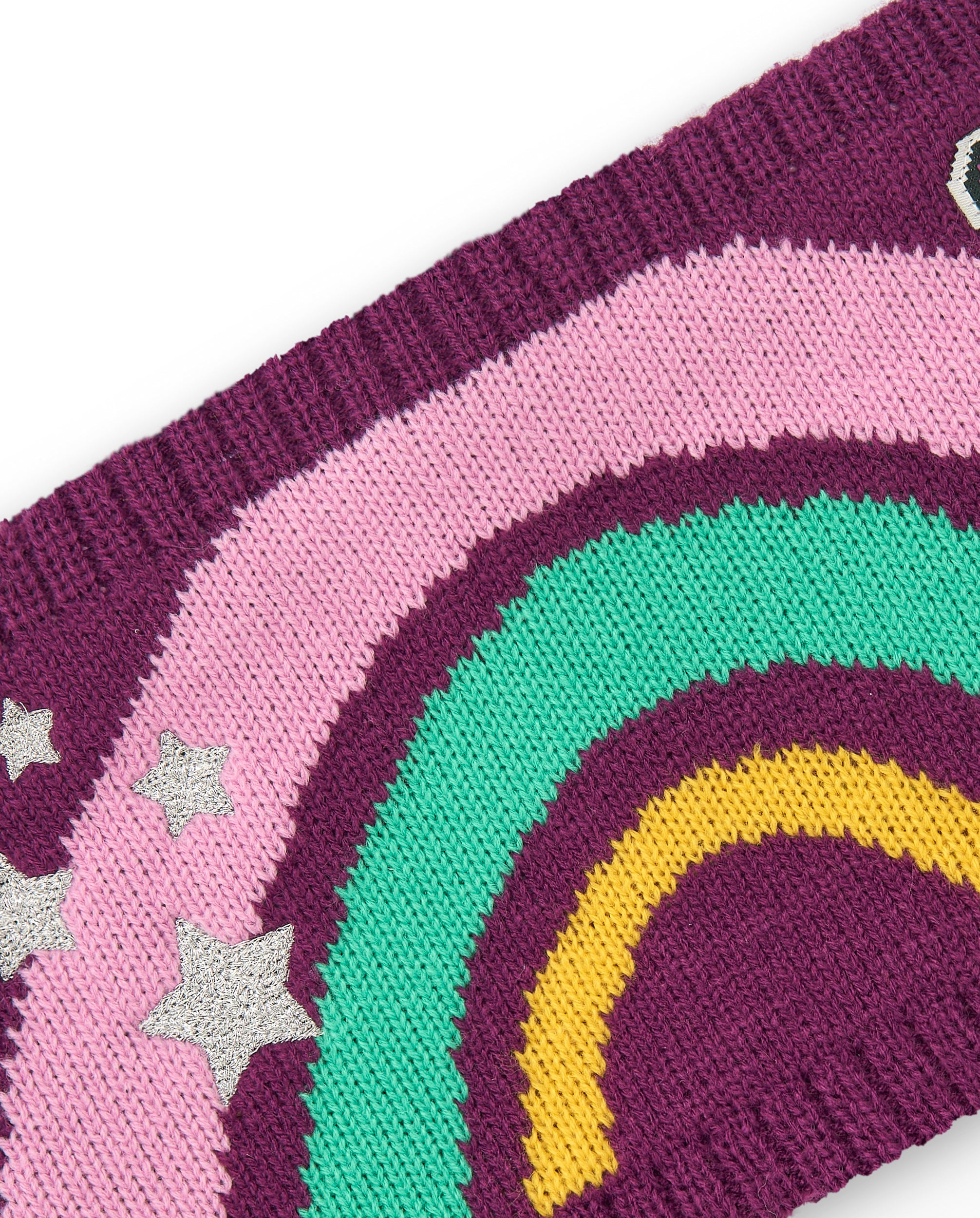 Bandana para niña en fucsia con diseño de arcoíris y estrellas