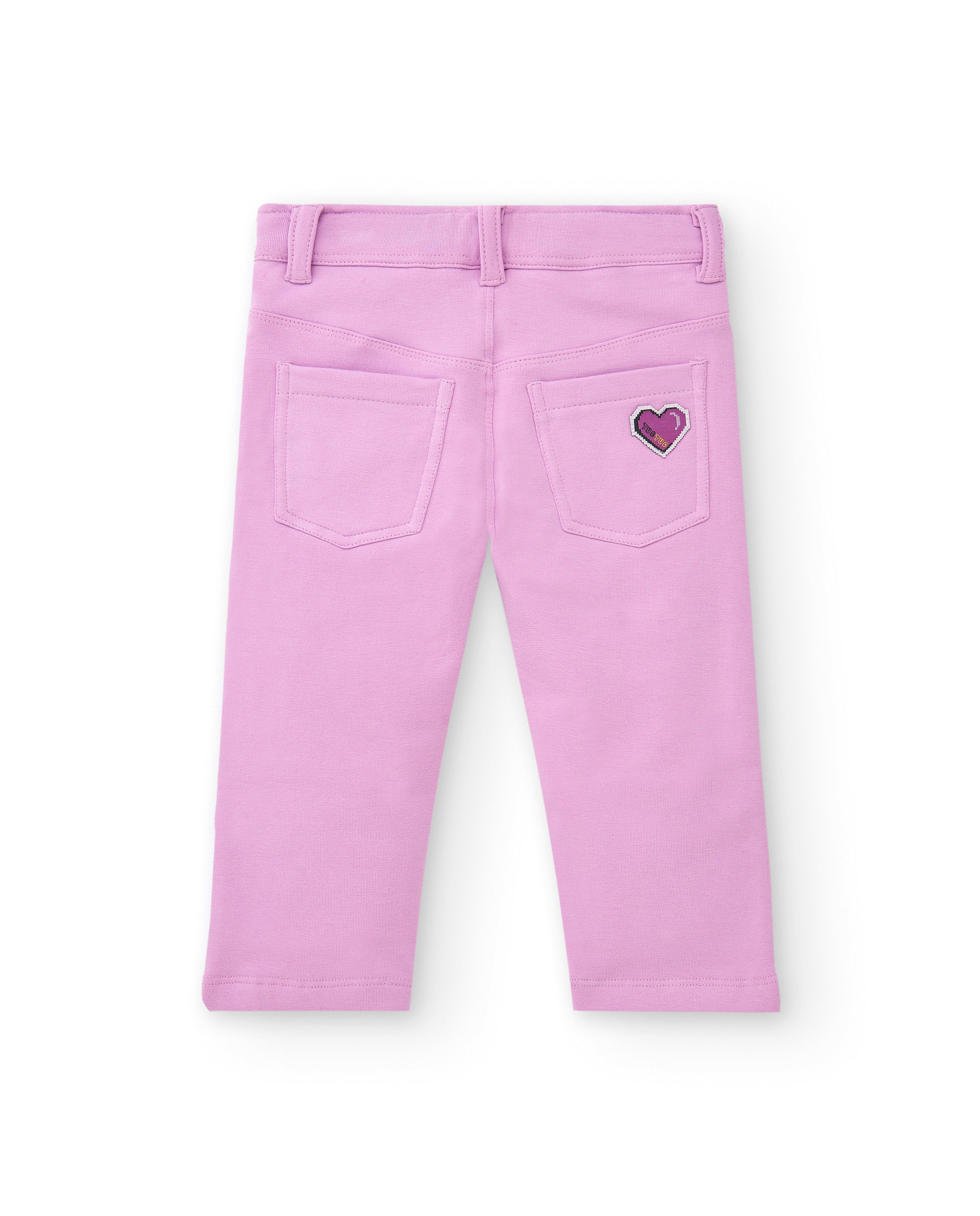 Pantalones para niña en color rosa con detalles de flores