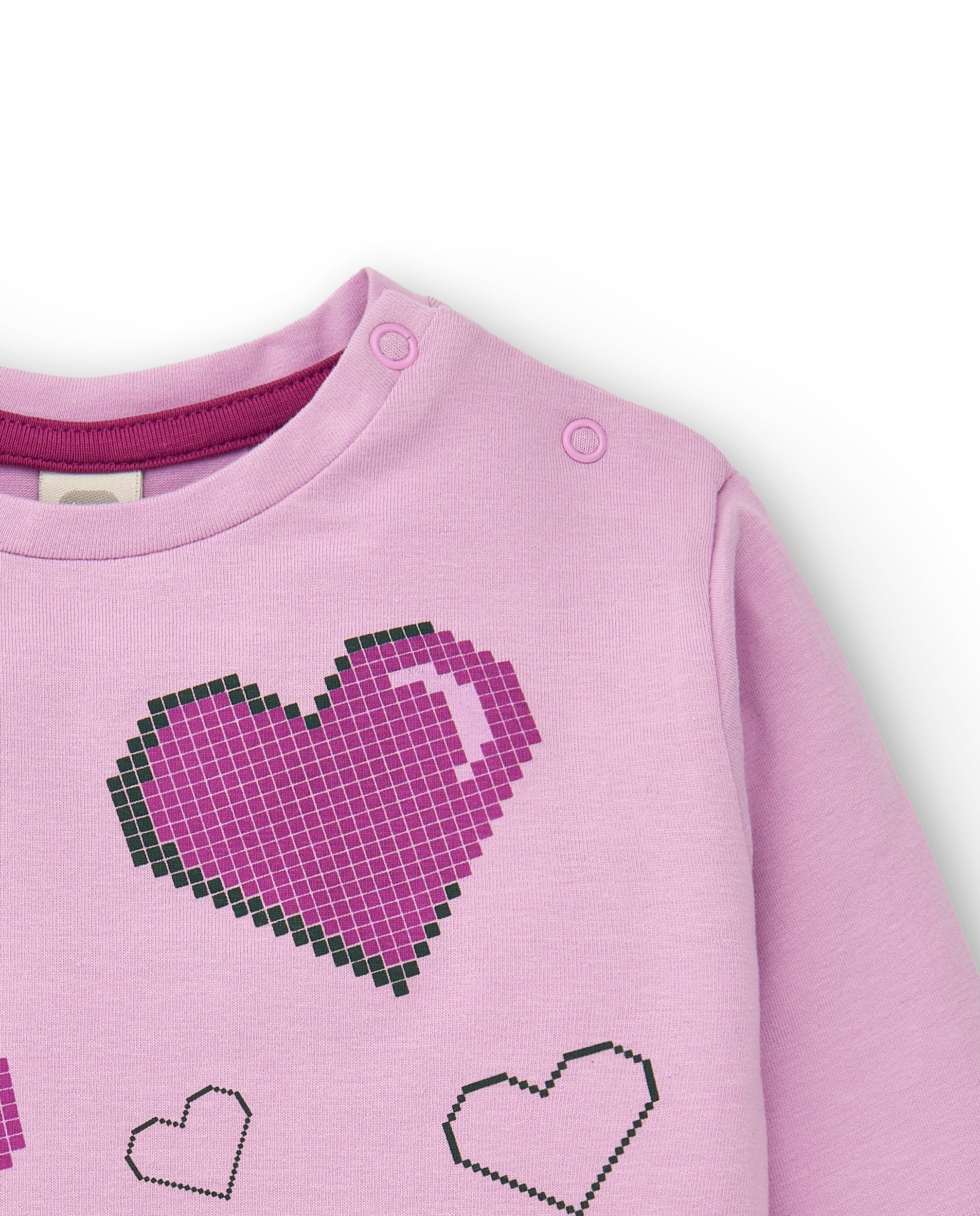 Camiseta manga larga rosa con corazones para niña colección