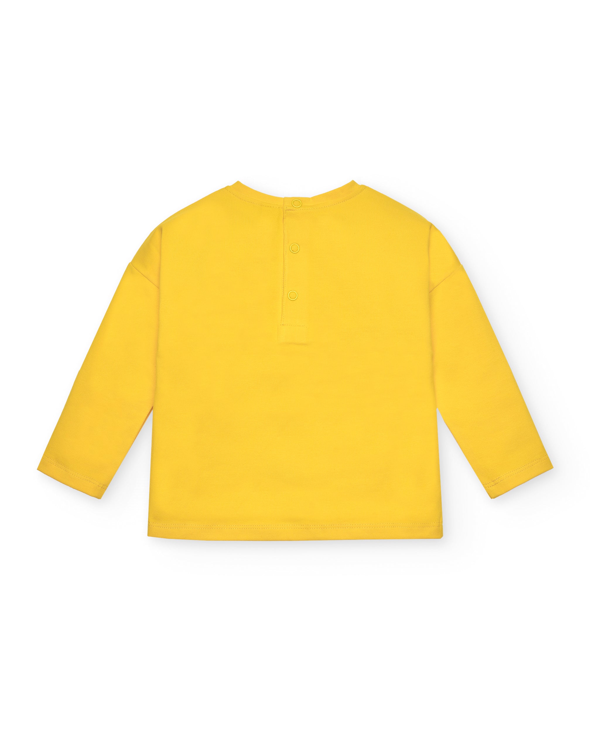 Camiseta manga larga amarilla con arcoíris y flor para niña