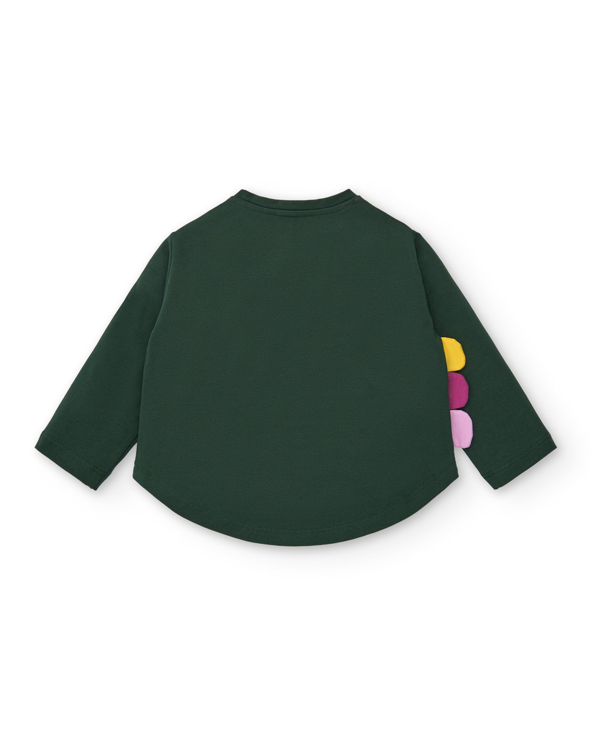 Camiseta manga larga verde con estampado de dinosaurios para