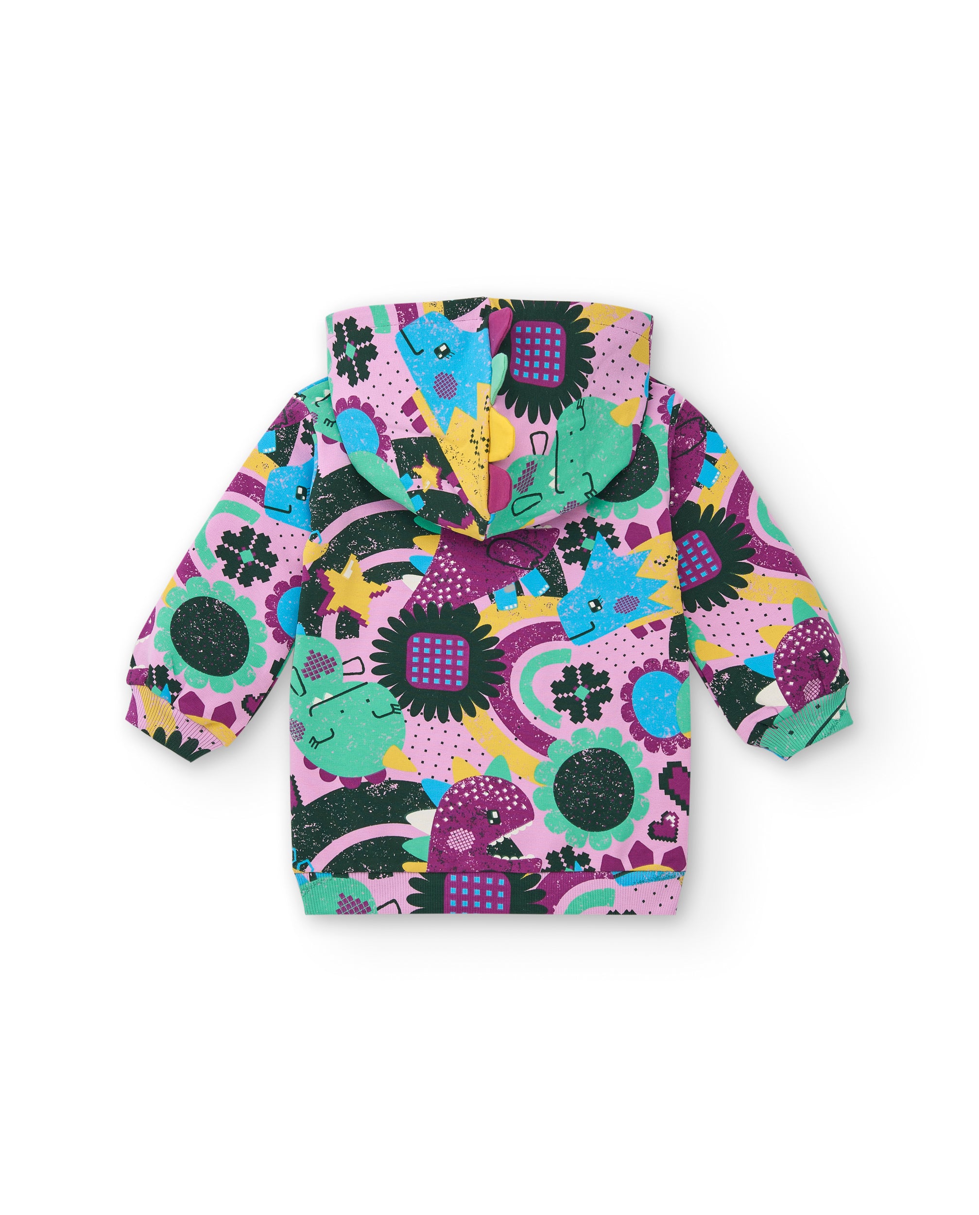Sudadera con capucha estampado dino multicolor para niña