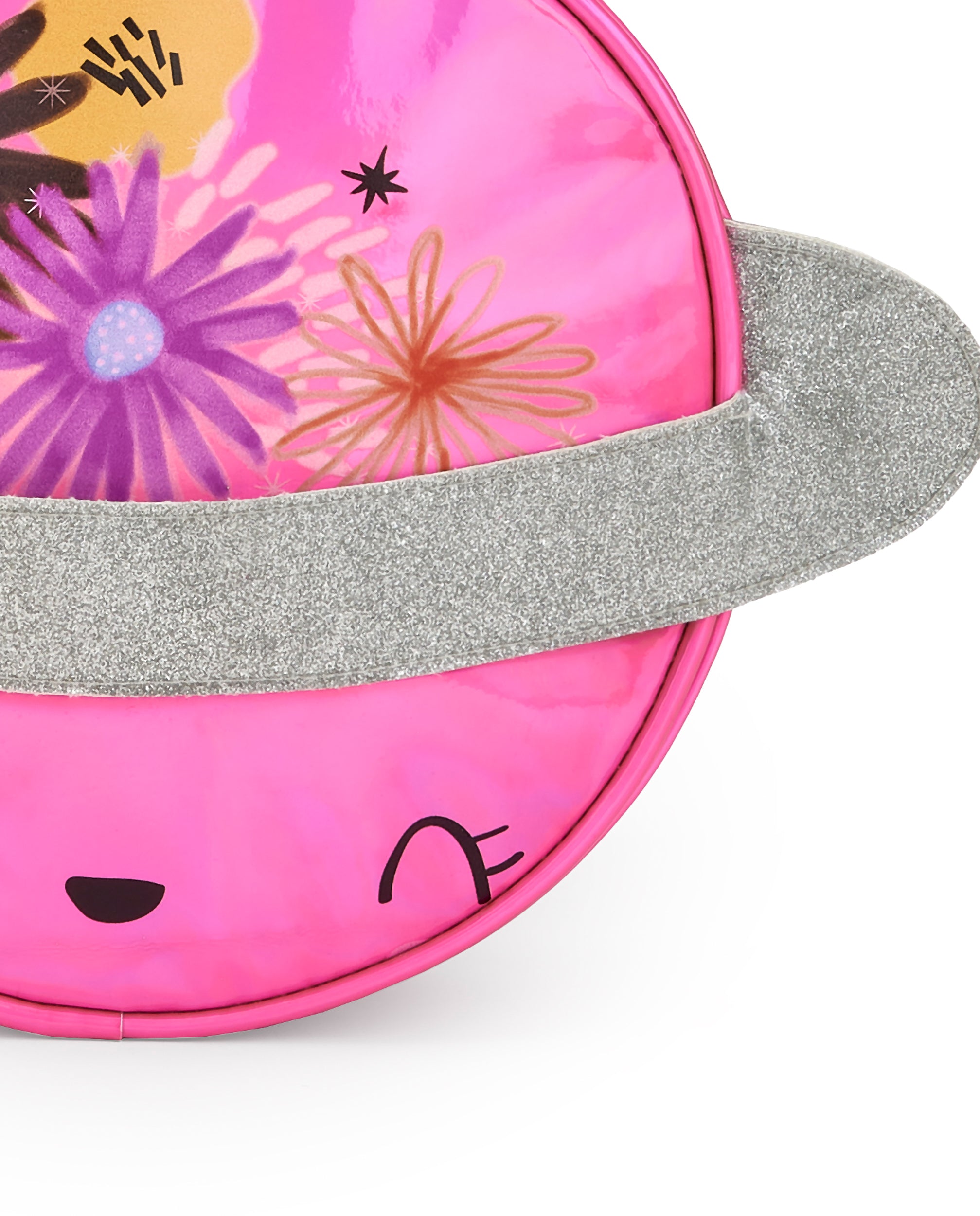Mochila metalizada para niña en rosa con detalles brillantes