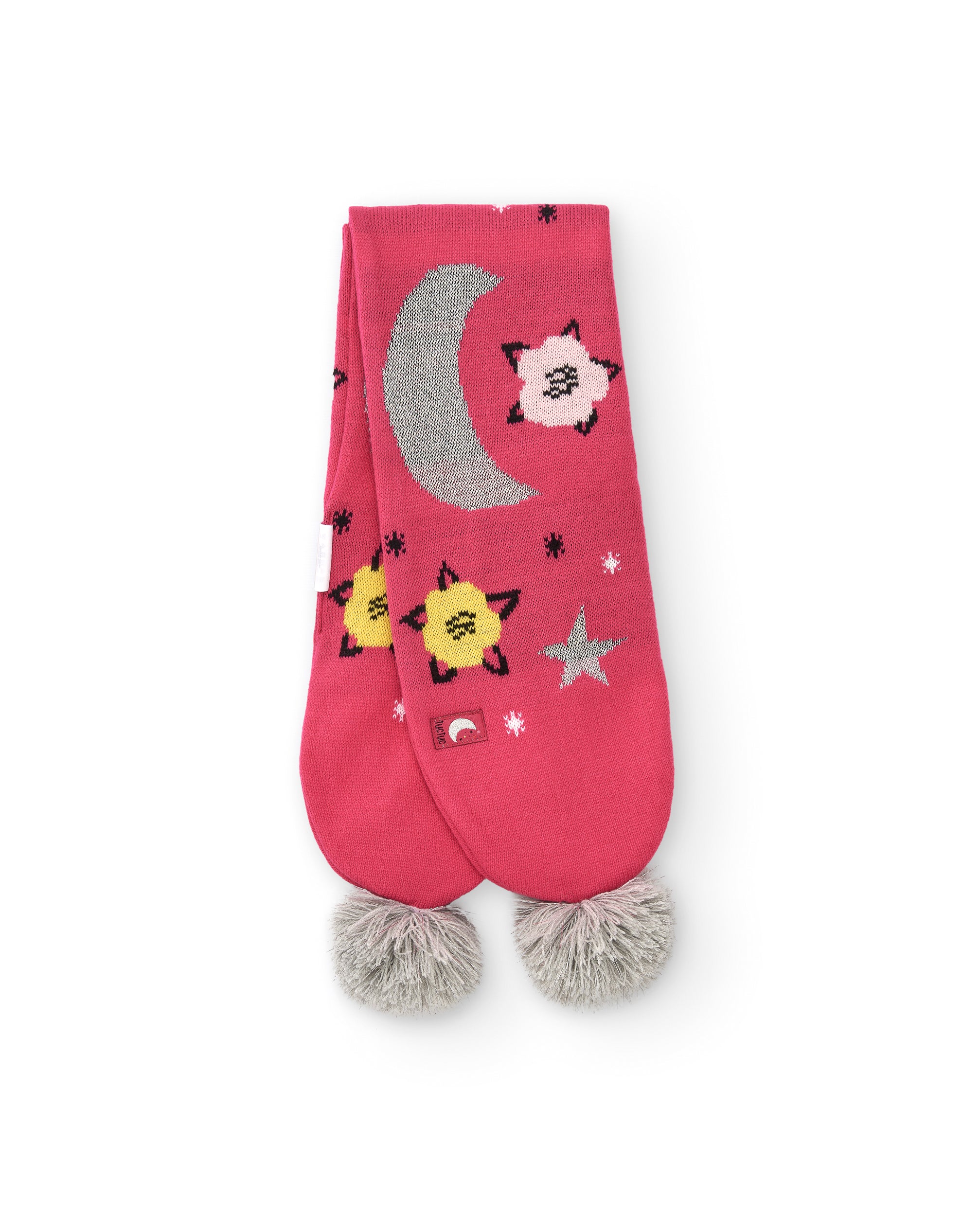 Bufanda tricot para niña en rosa con estampado de estrellas