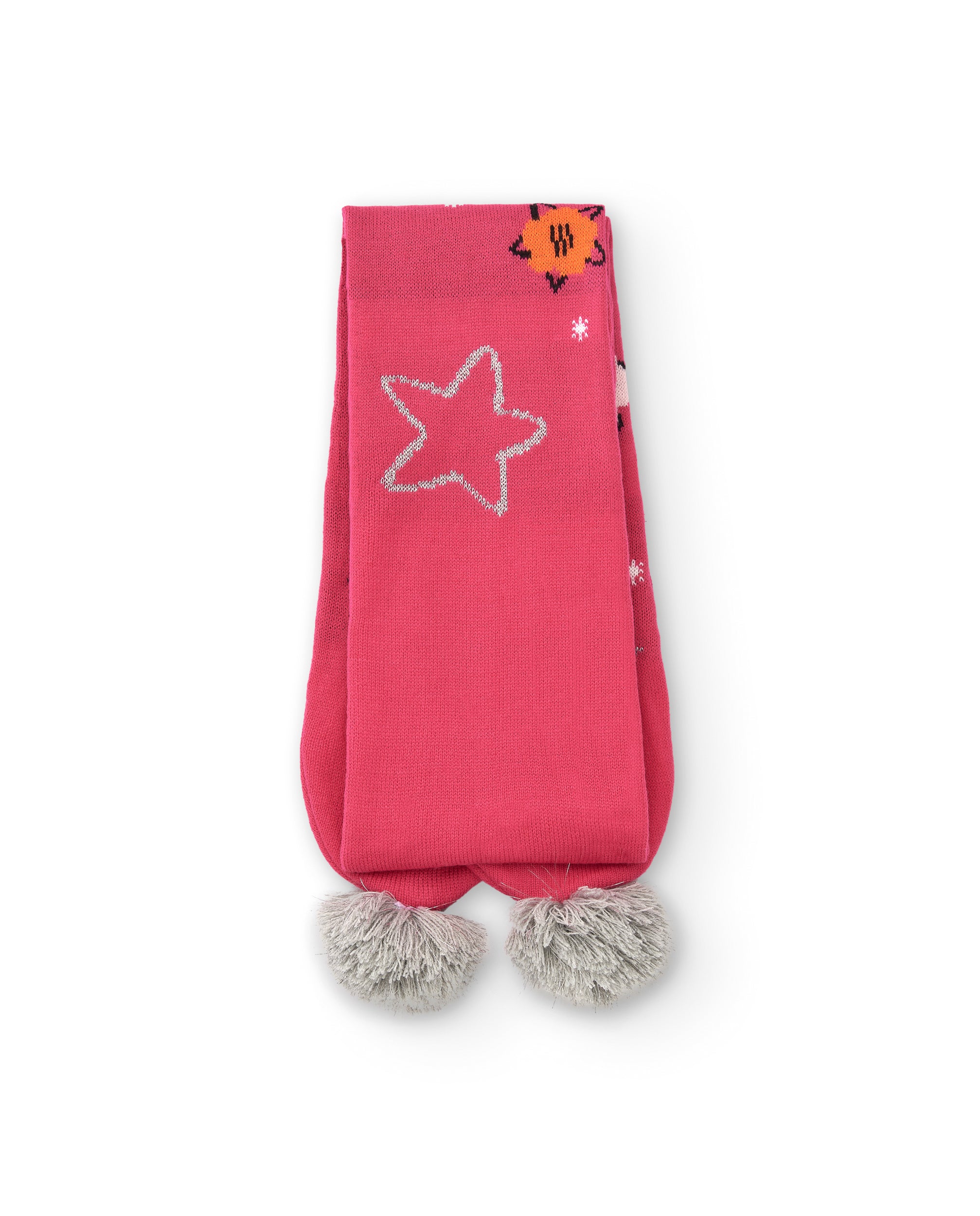 Bufanda tricot para niña en rosa con estampado de estrellas
