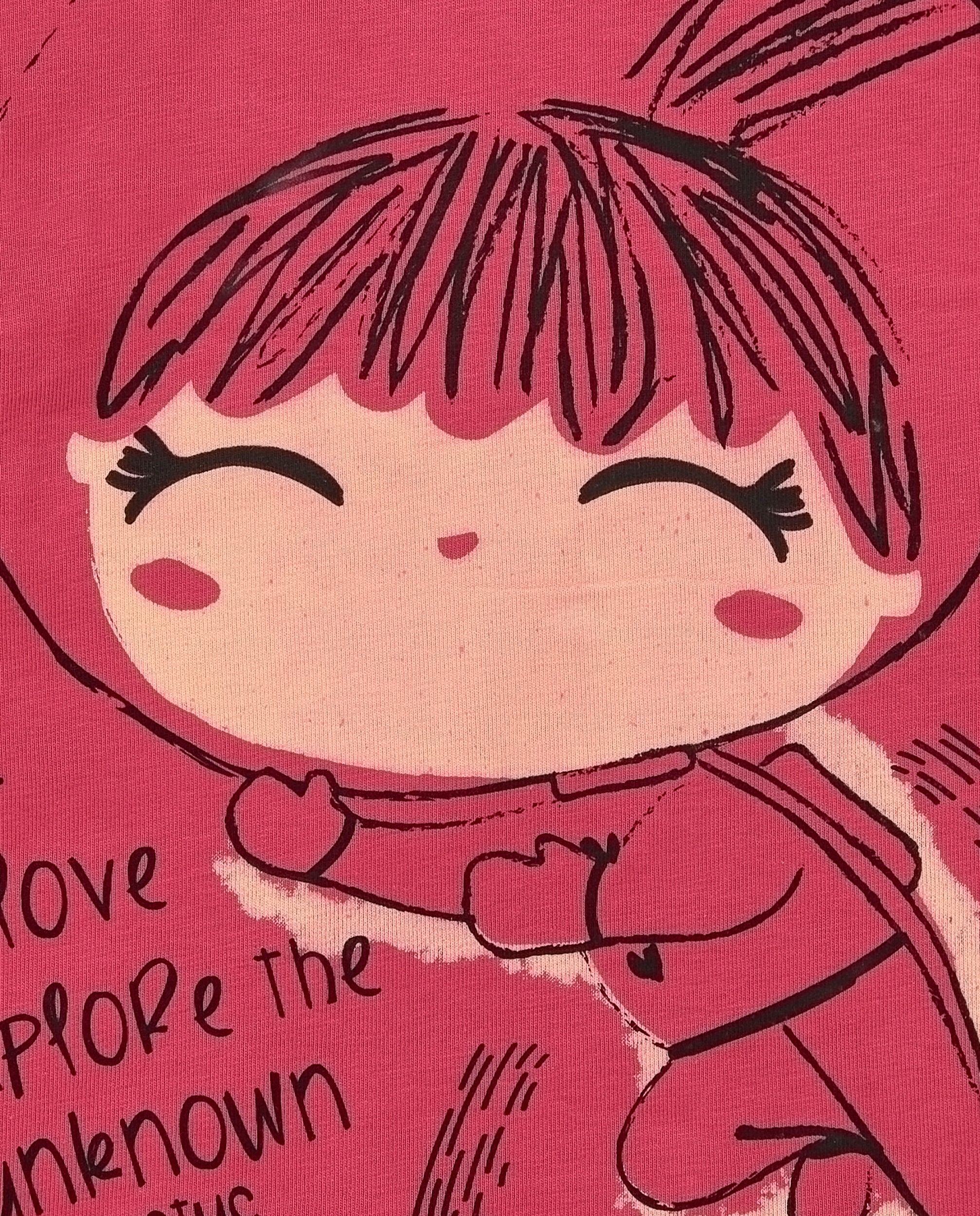 Camiseta para niña en color fucsia con diseño de astronauta
