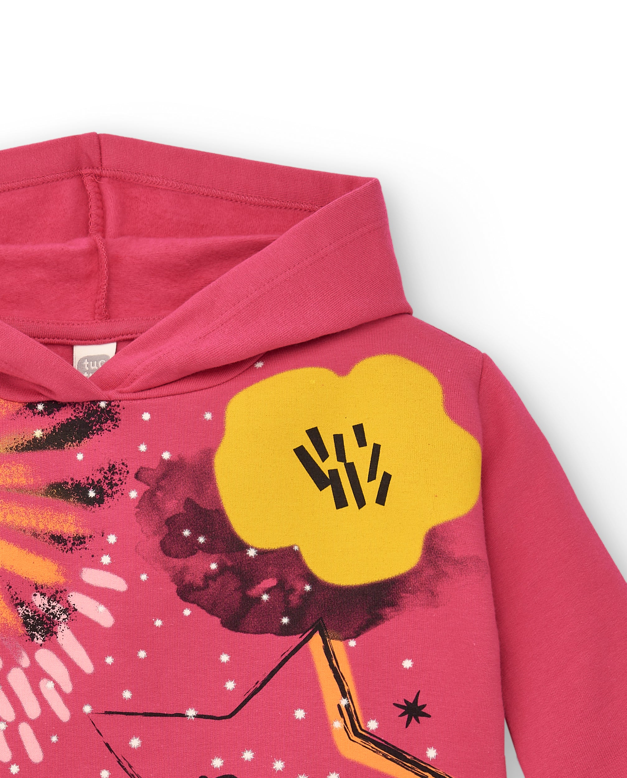 Sudadera con capucha para niña en color fucsia con diseño de