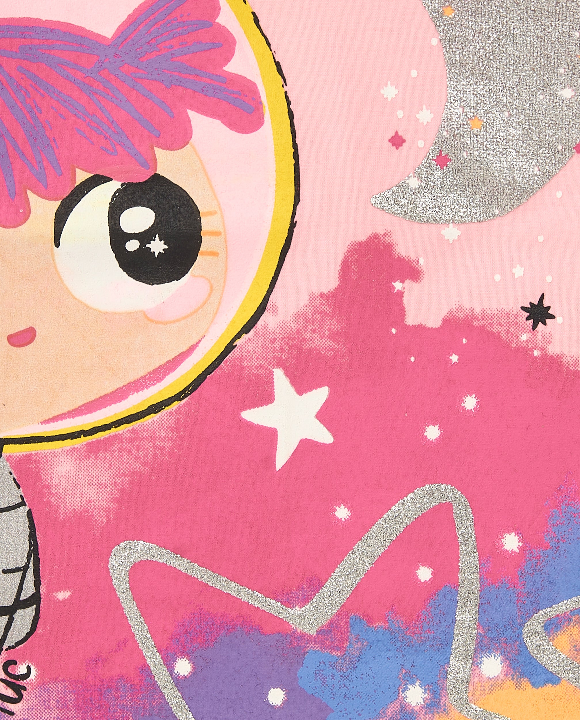Camiseta de manga larga para niña en color rosa con estampado