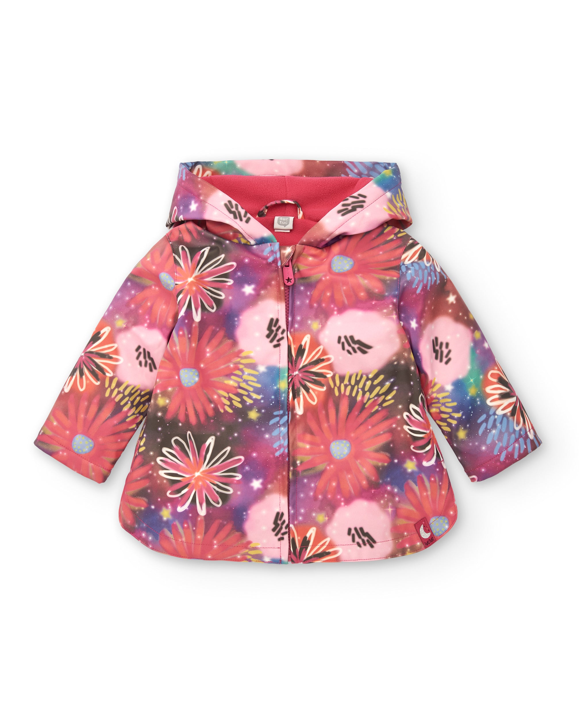 Chaqueta impermeable para niña en color rosa con estampado