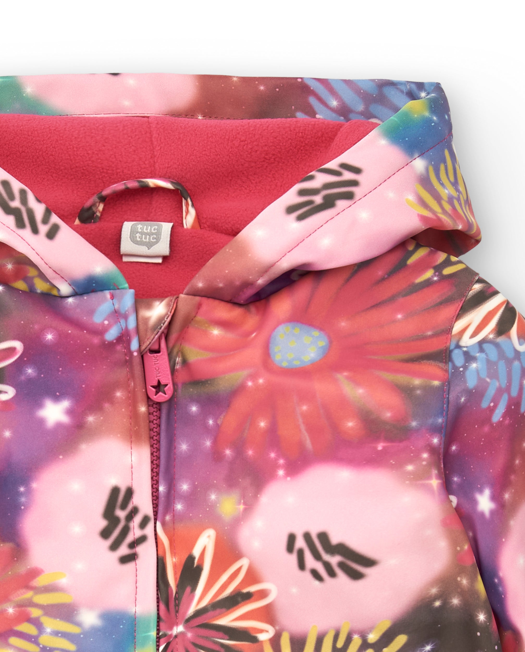 Chaqueta impermeable para niña en color rosa con estampado