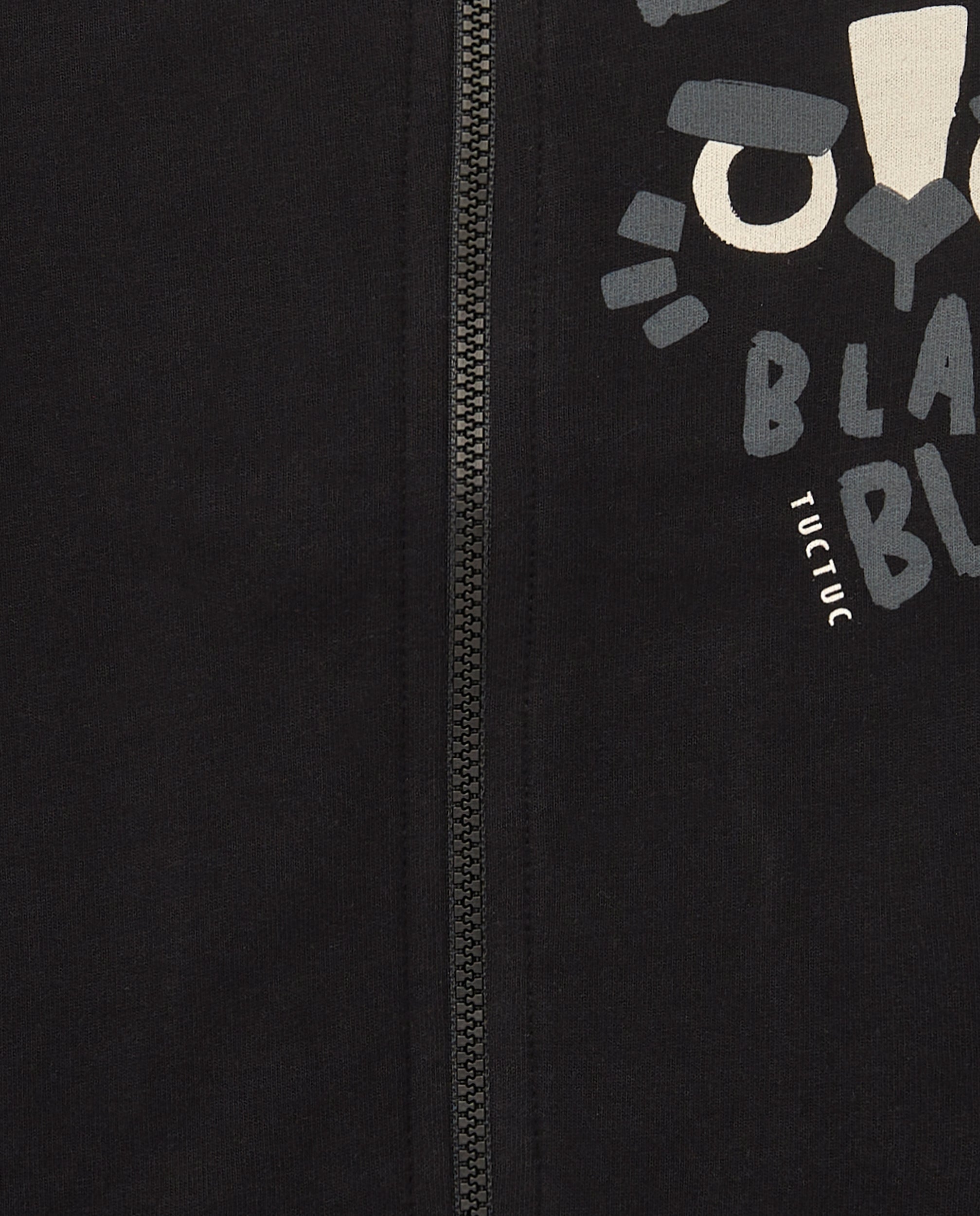 Sudadera felpa niño en negro con cremallera y diseño de tigre