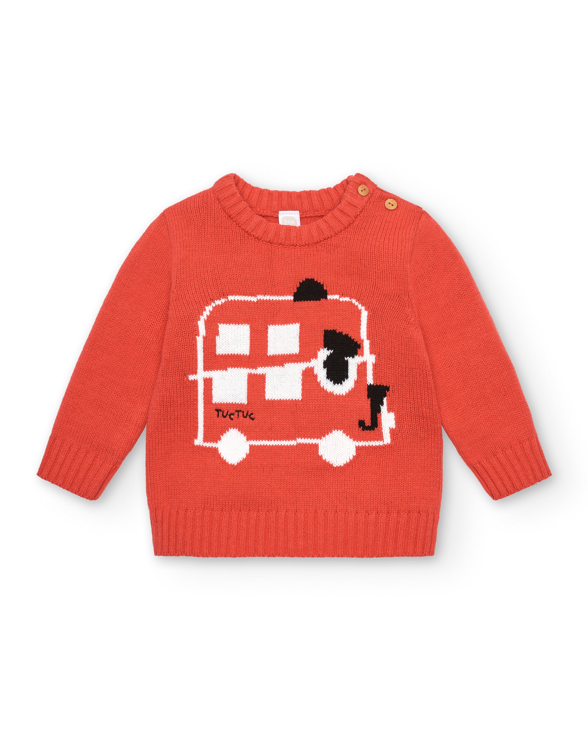 Jersey tricot niño en rojo con diseño de autobús colección
