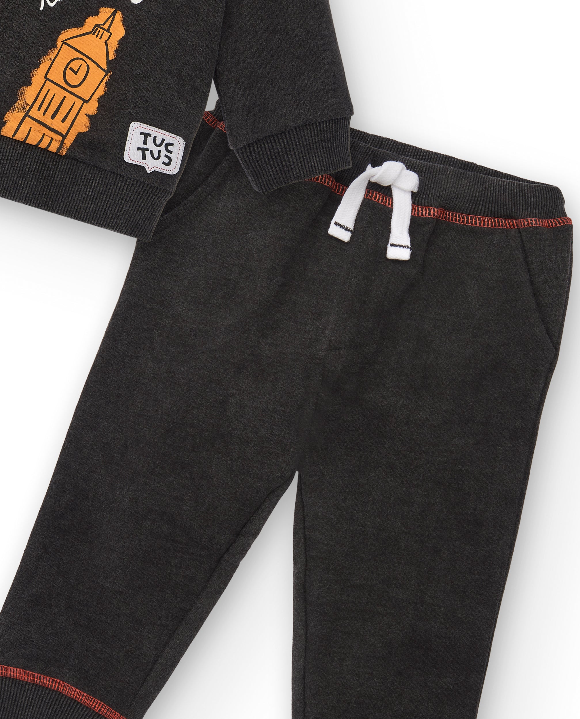 Chándal felpa niño en negro con estampado londinense colección