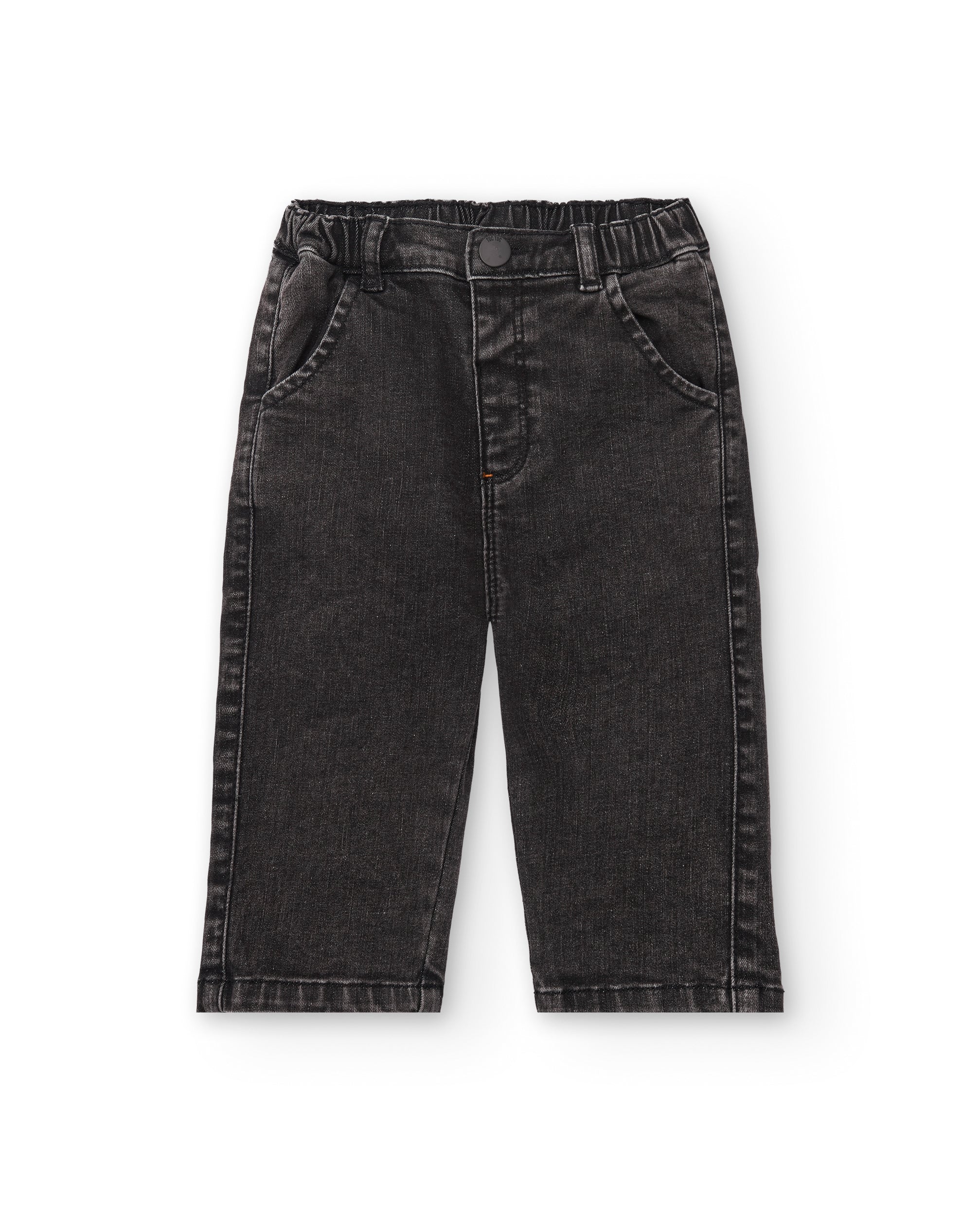 Pantalón plana niño en negro con detalle de bolsillo "Bla Bla"