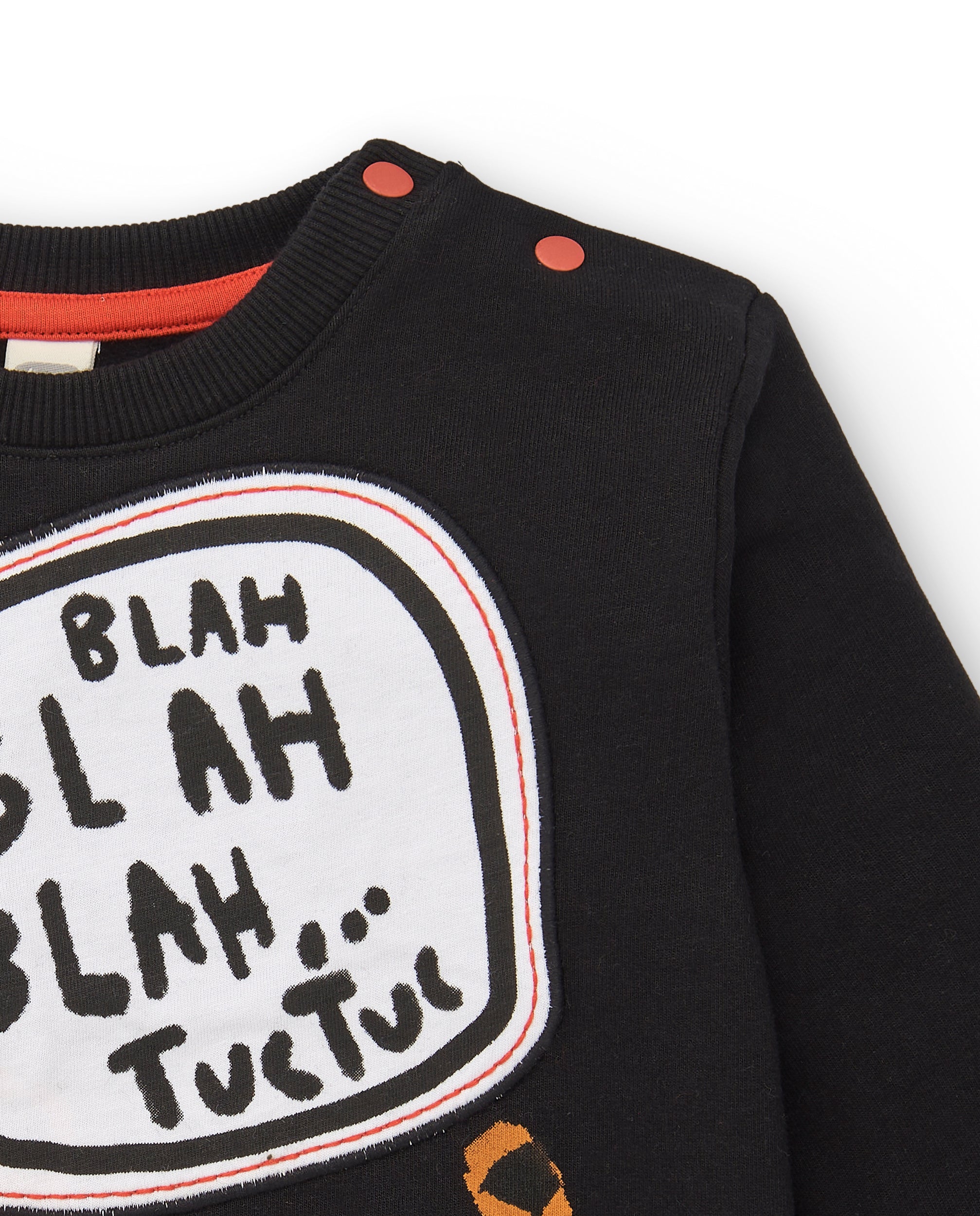 Sudadera felpa niño en negro con estampado de tigre colección