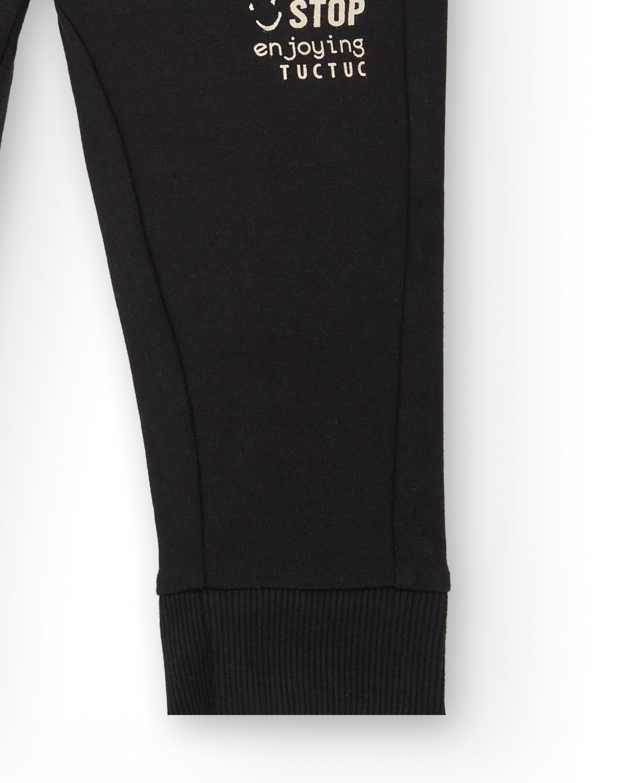Pantalón felpa niño en negro con detalle "Don't Stop" colección