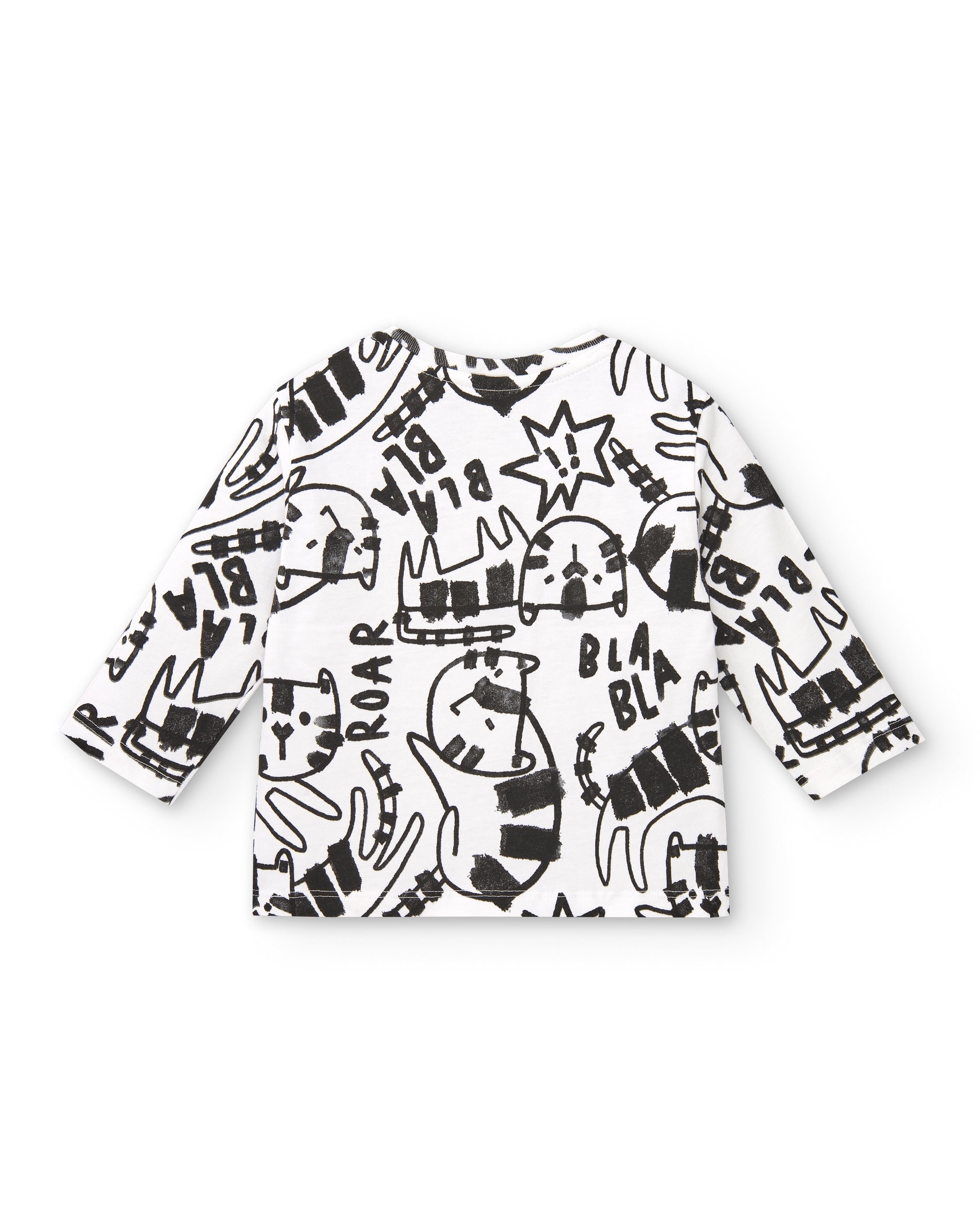 Camiseta niño en blanco con estampado de tigre y detalles