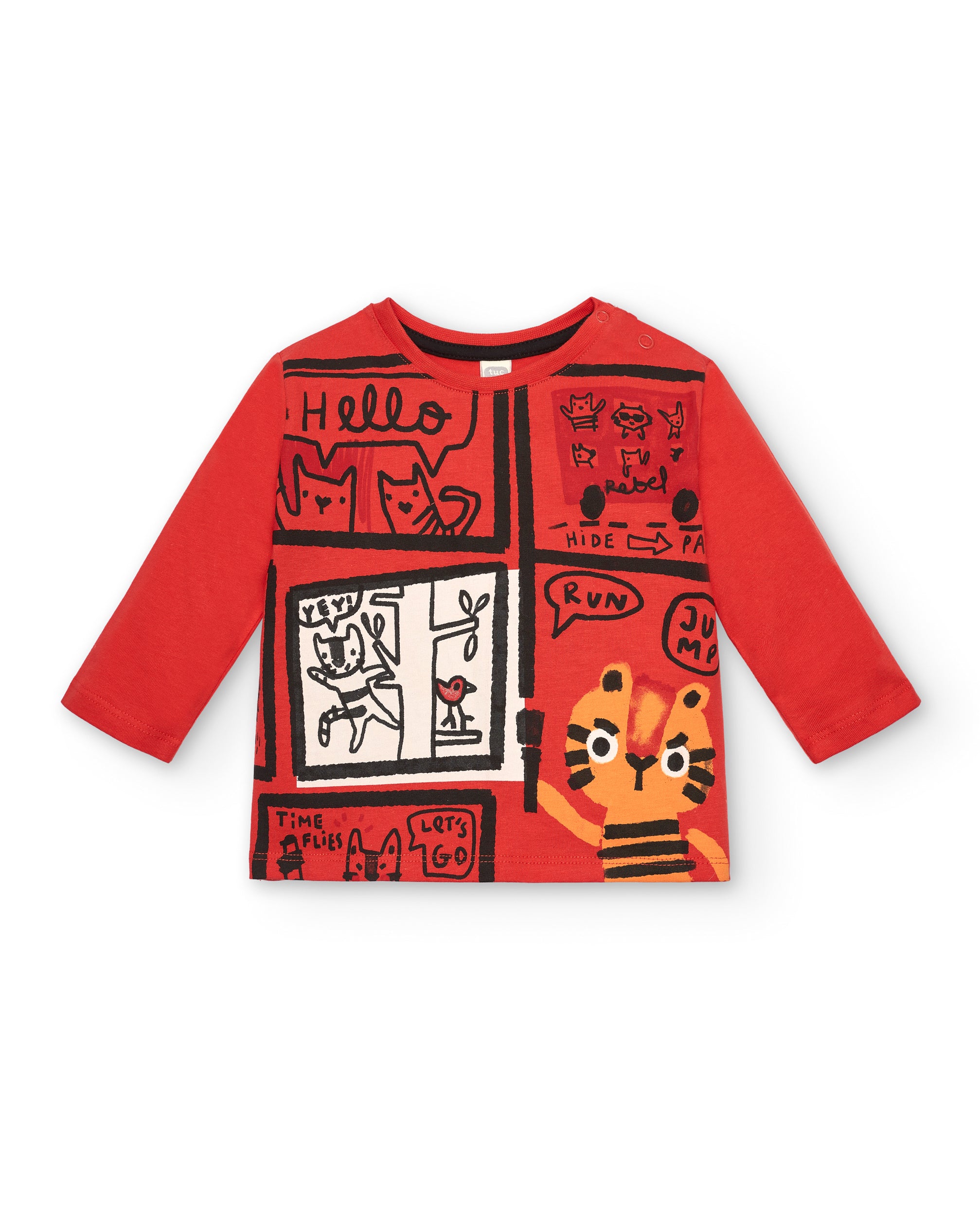 Camiseta niño en rojo con diseño estilo cómic colección Cartoon