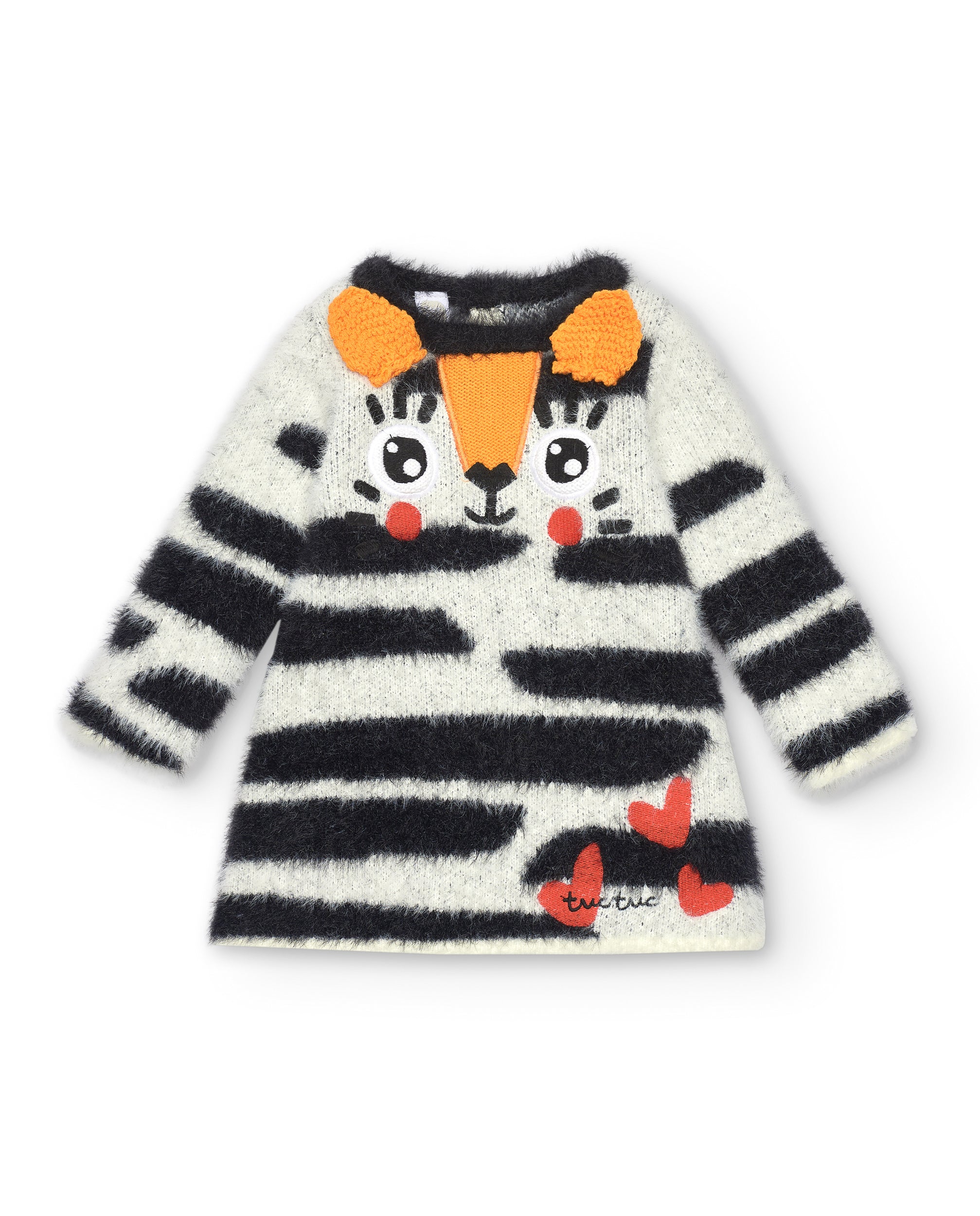 Vestido niña en gris con detalles de tigre y corazones