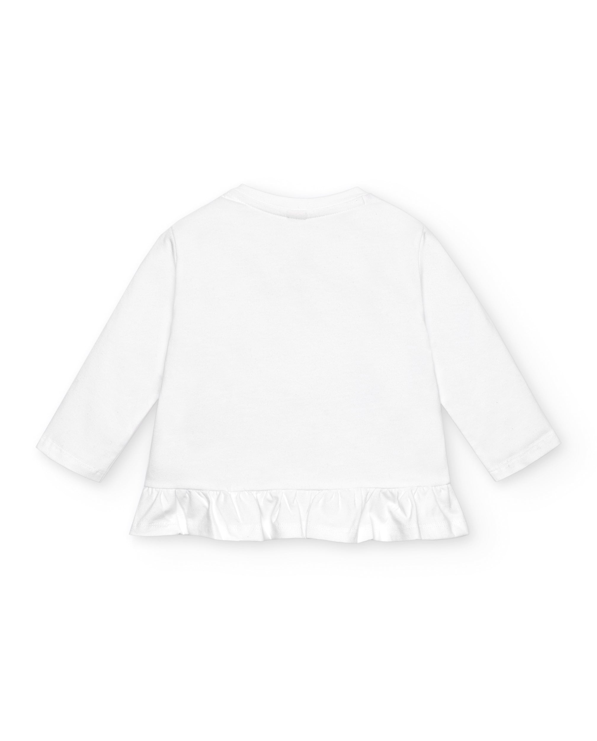 Camiseta niña en blanco con estampado de leopardo y lazo rojo