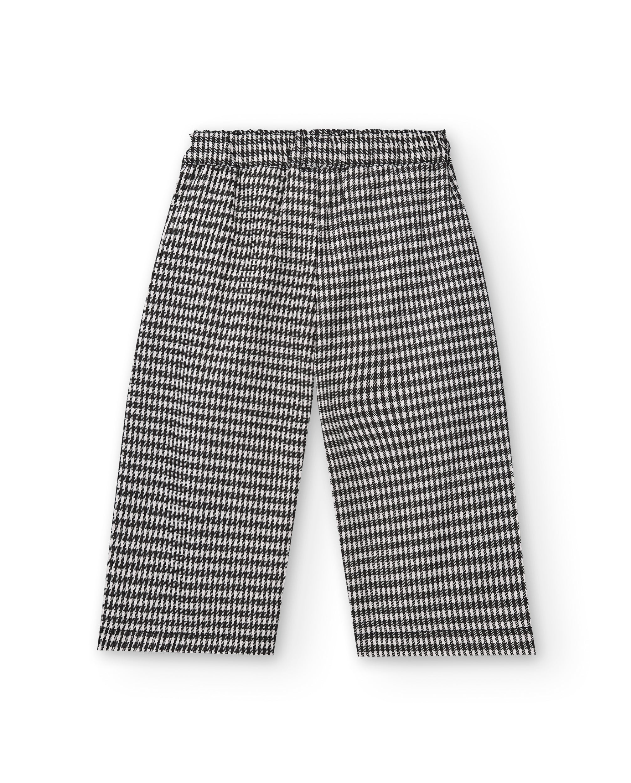 Pantalón de cuadros vichy en blanco y negro con lazo rojo para