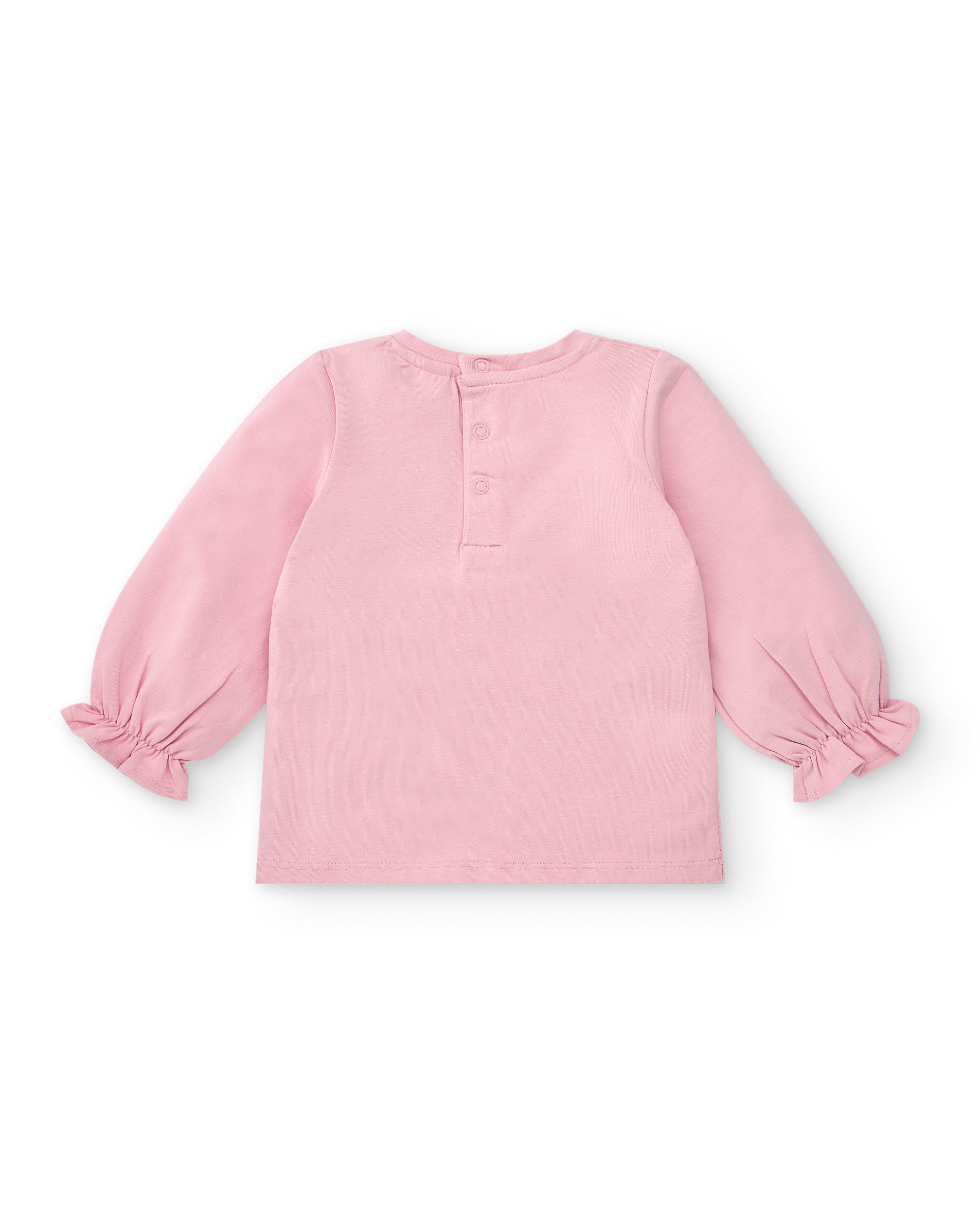 Camiseta rosa con estampado de ciudad y gatito para niña de la