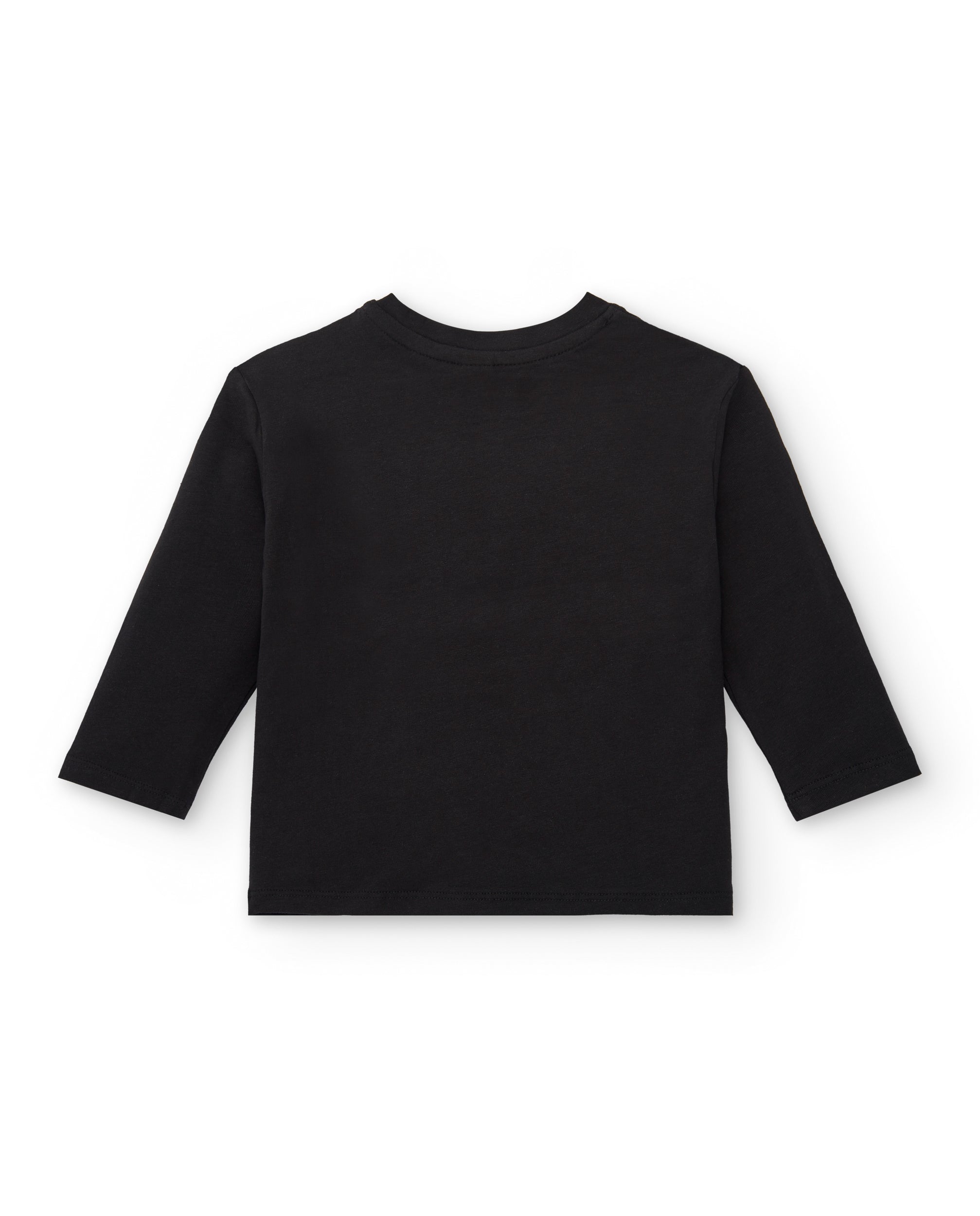 Camiseta negra con estampado de corazones rojos y blancos para
