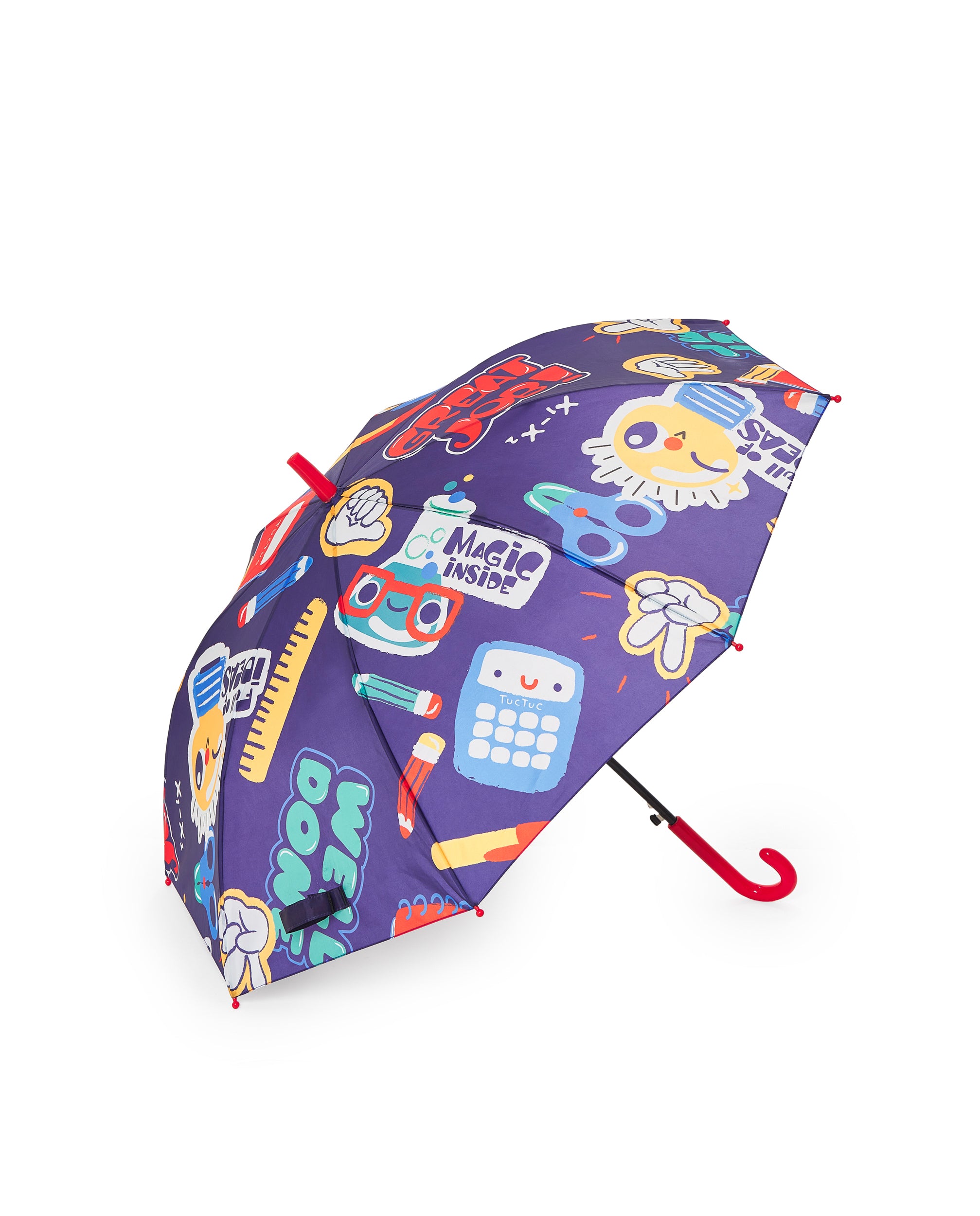 Paraguas niño en azul con estampado escolar colección Big Brains