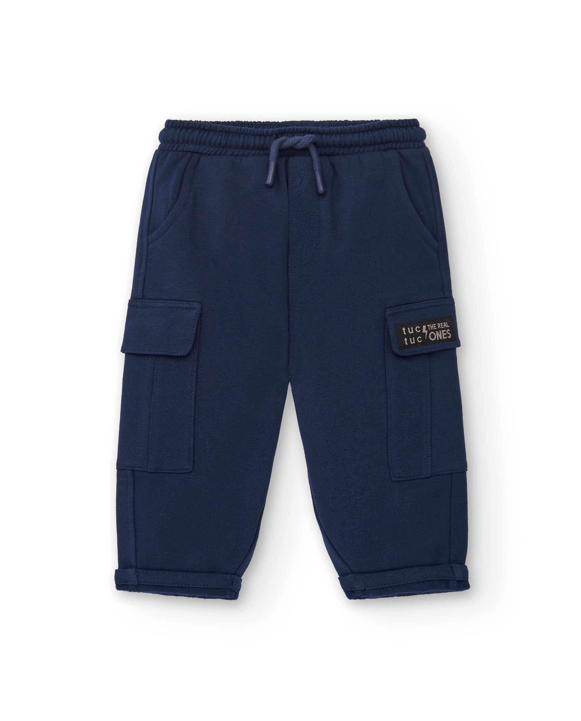 Pantalón jogger niño en azul marino con bolsillos cargo