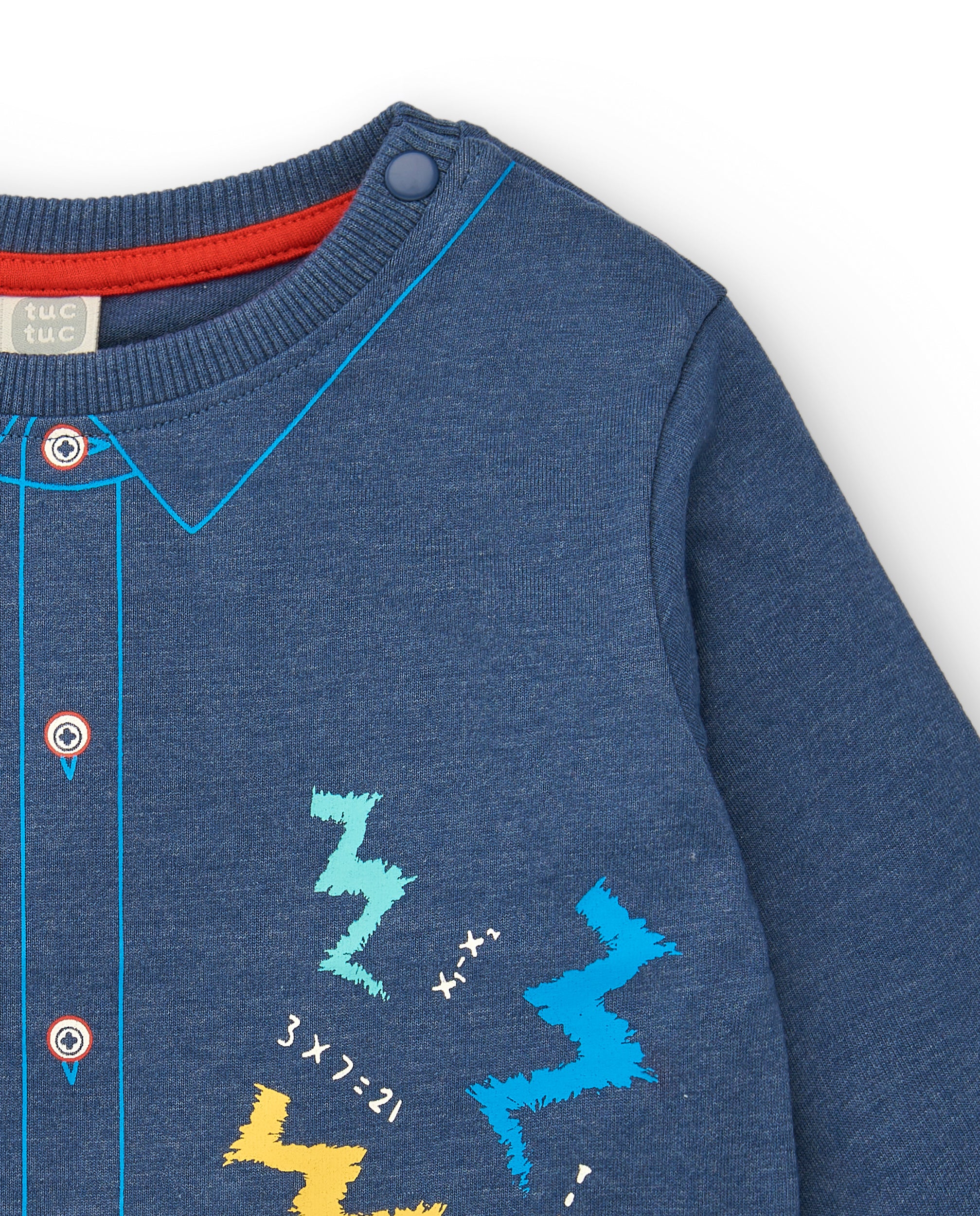 Camiseta niño en azul con estampado escolar divertido colección