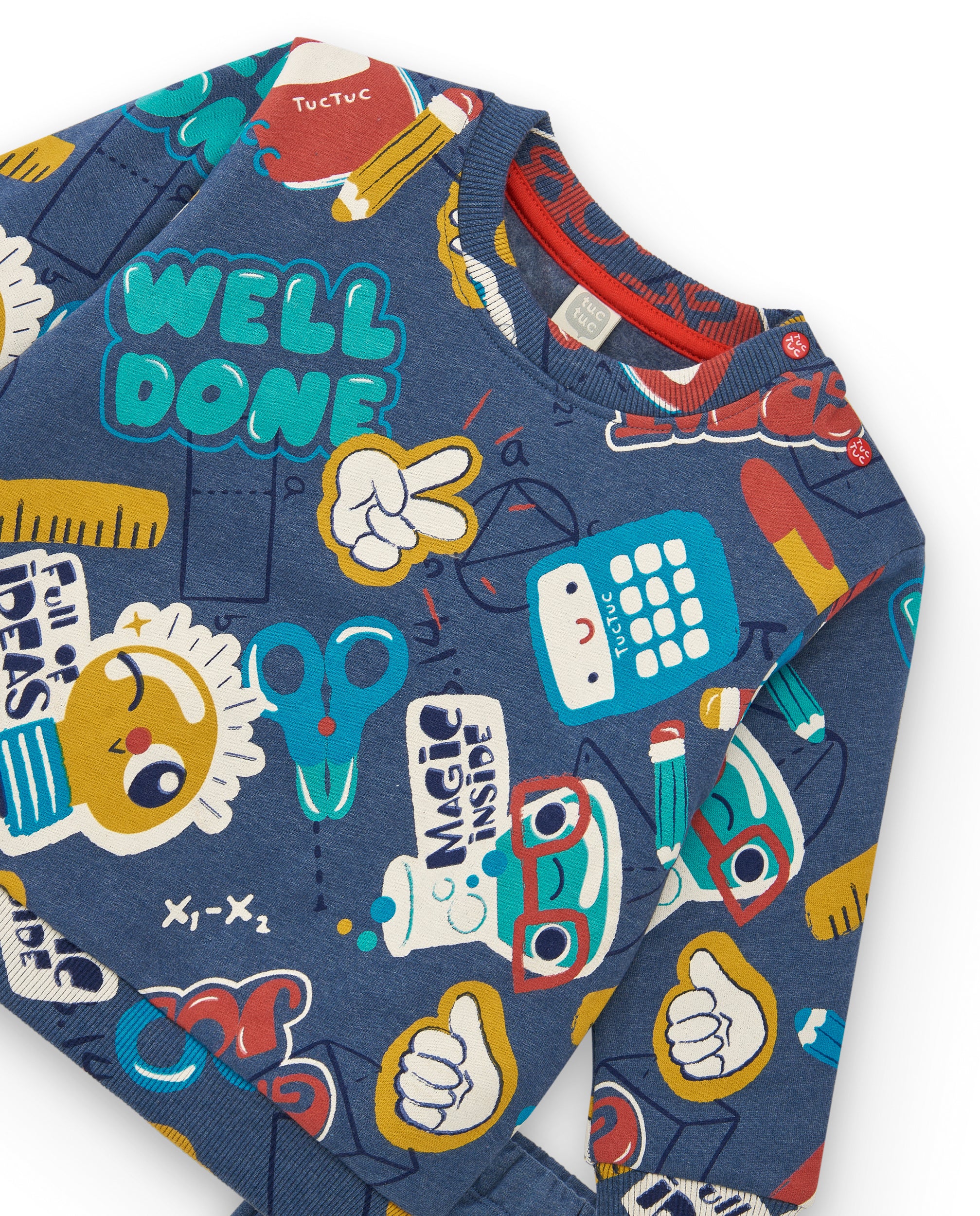 Conjunto sudadera y pantalón jogger niño en azul con estampado