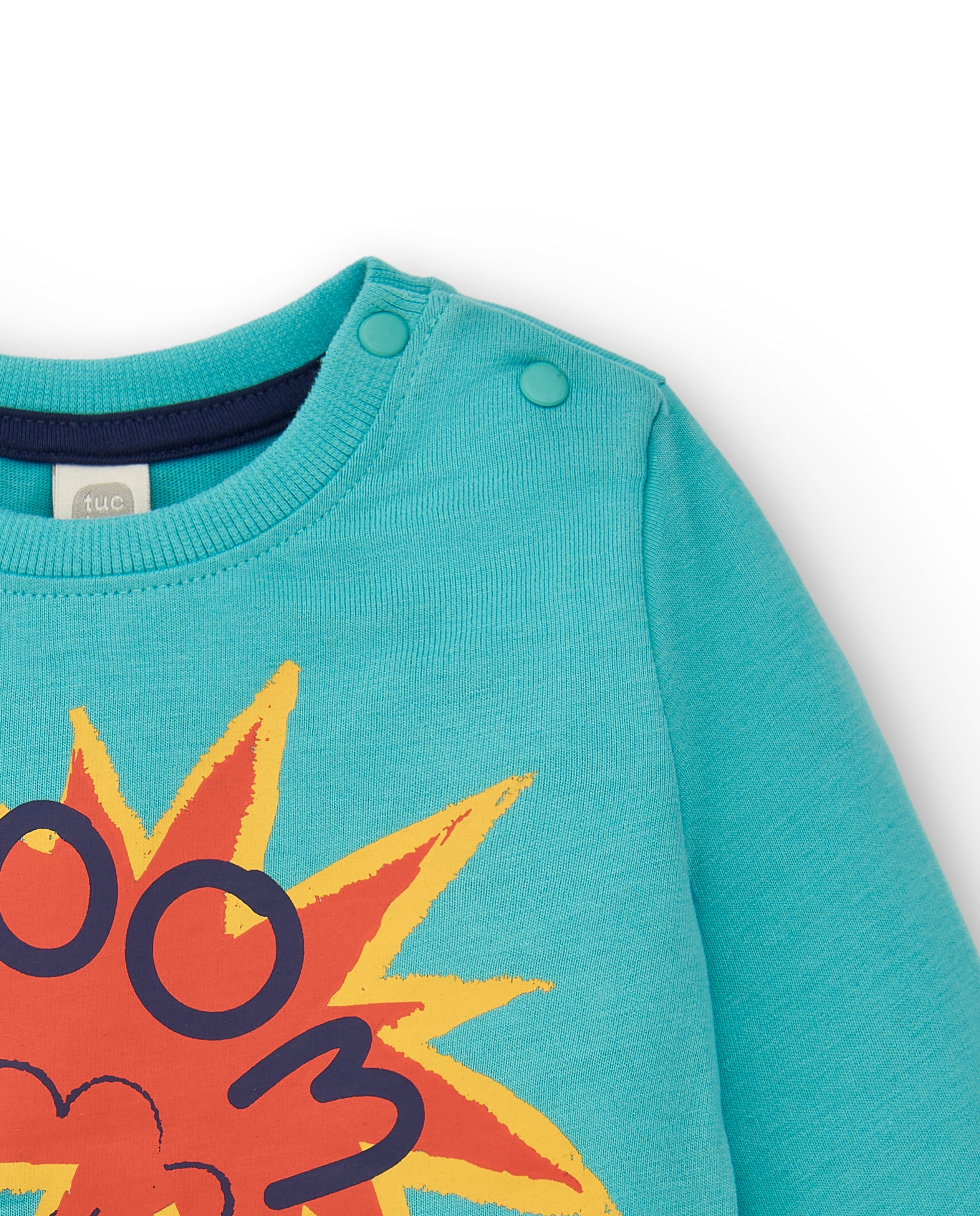 Camiseta niño en turquesa con estampado "Full of crazy ideas"
