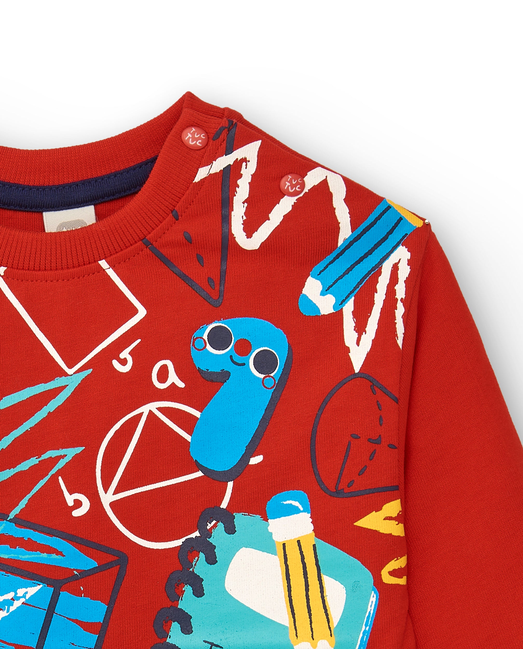 Camiseta niño en rojo con estampado escolar divertido colección