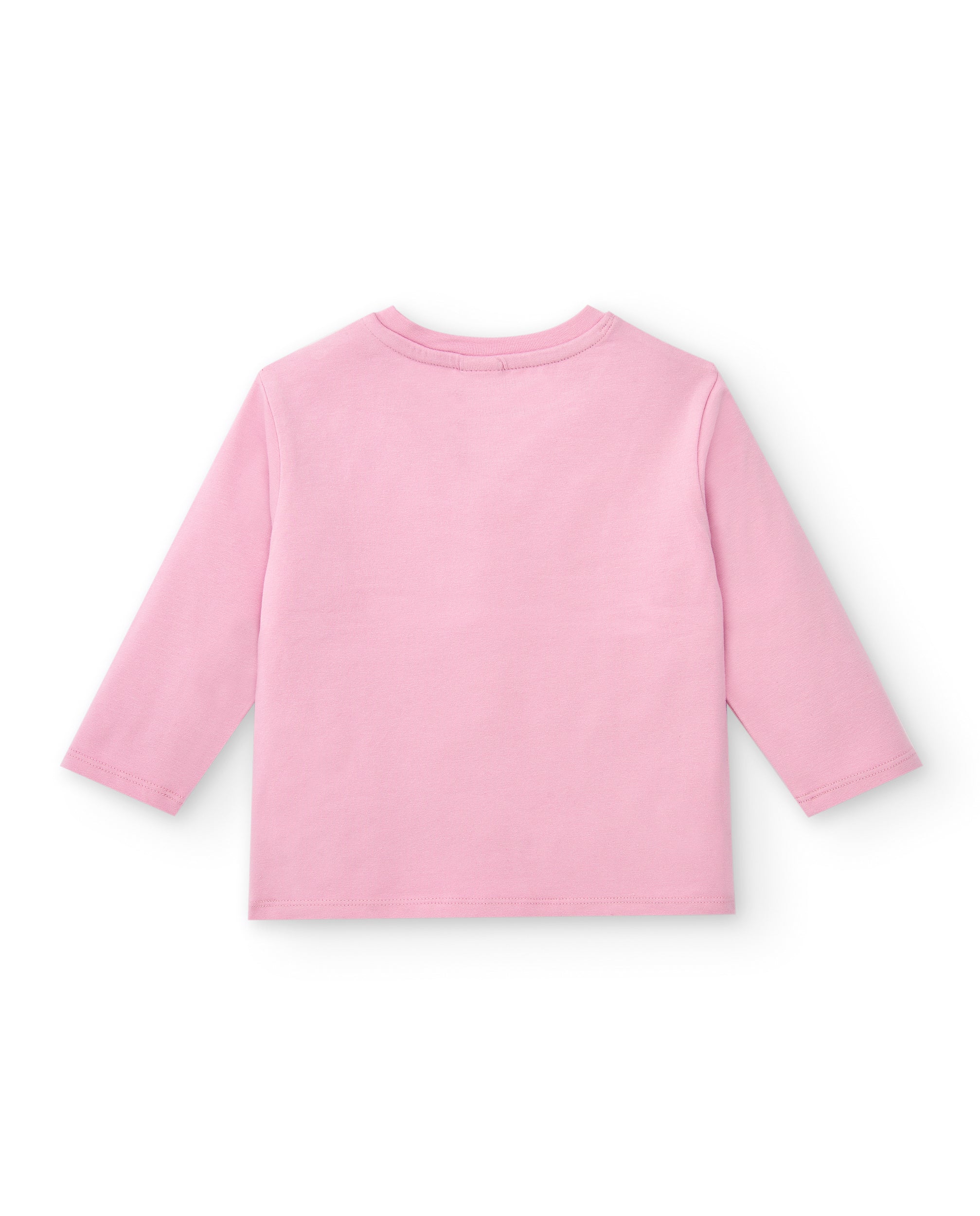 Camiseta niña en rosa con estampado de ceras de colores