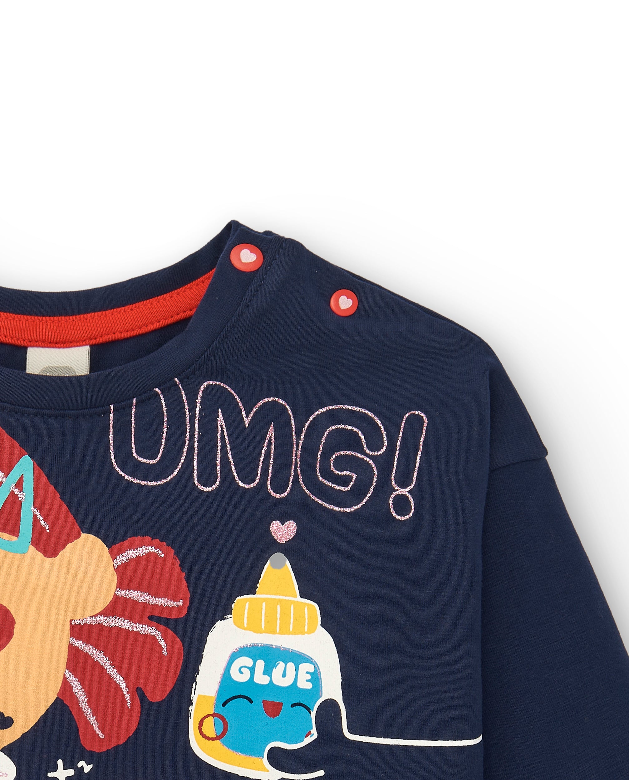 Camiseta niña en azul marino con estampado de personajes