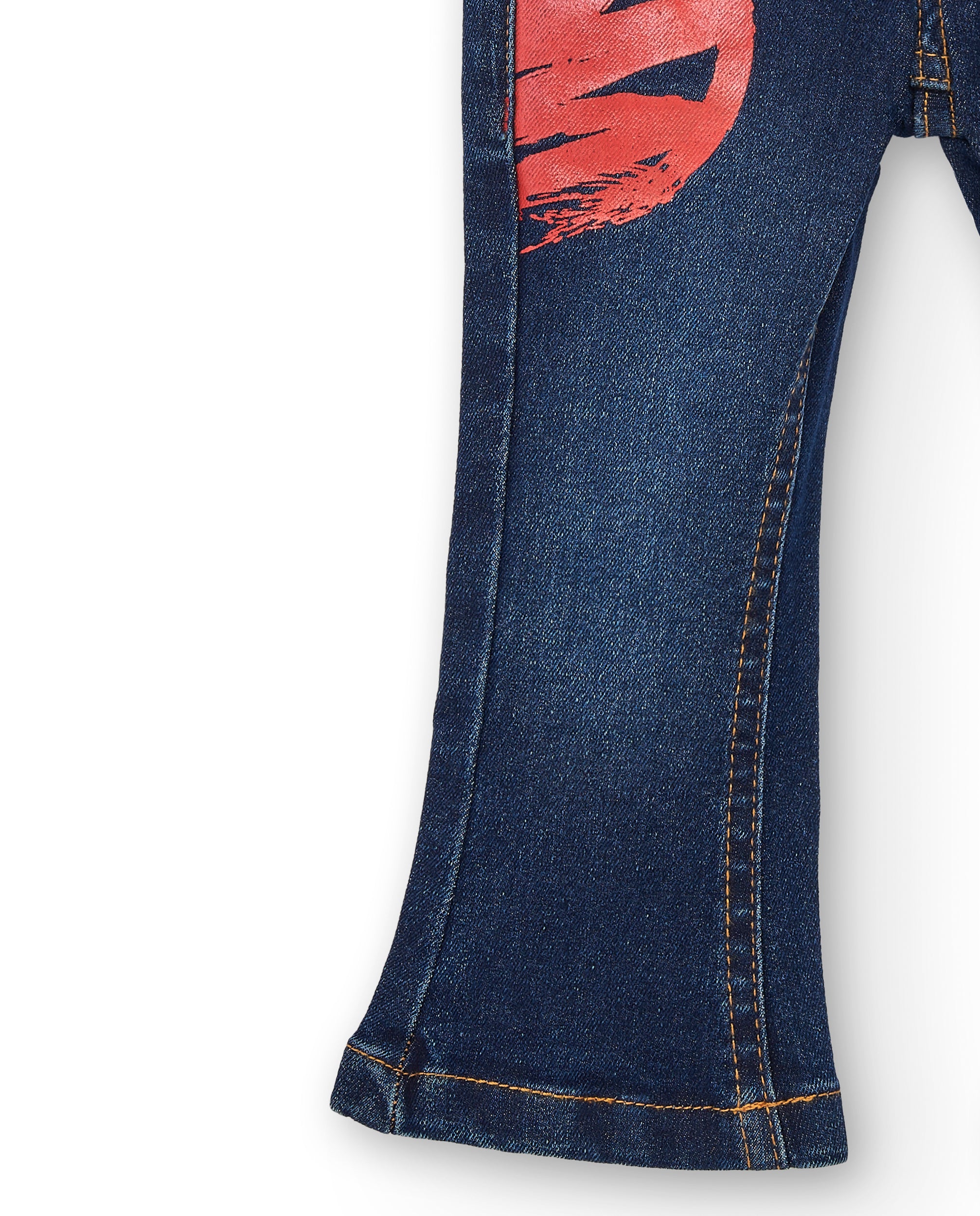 Pantalón denim niña en azul oscuro con ilustraciones creativas