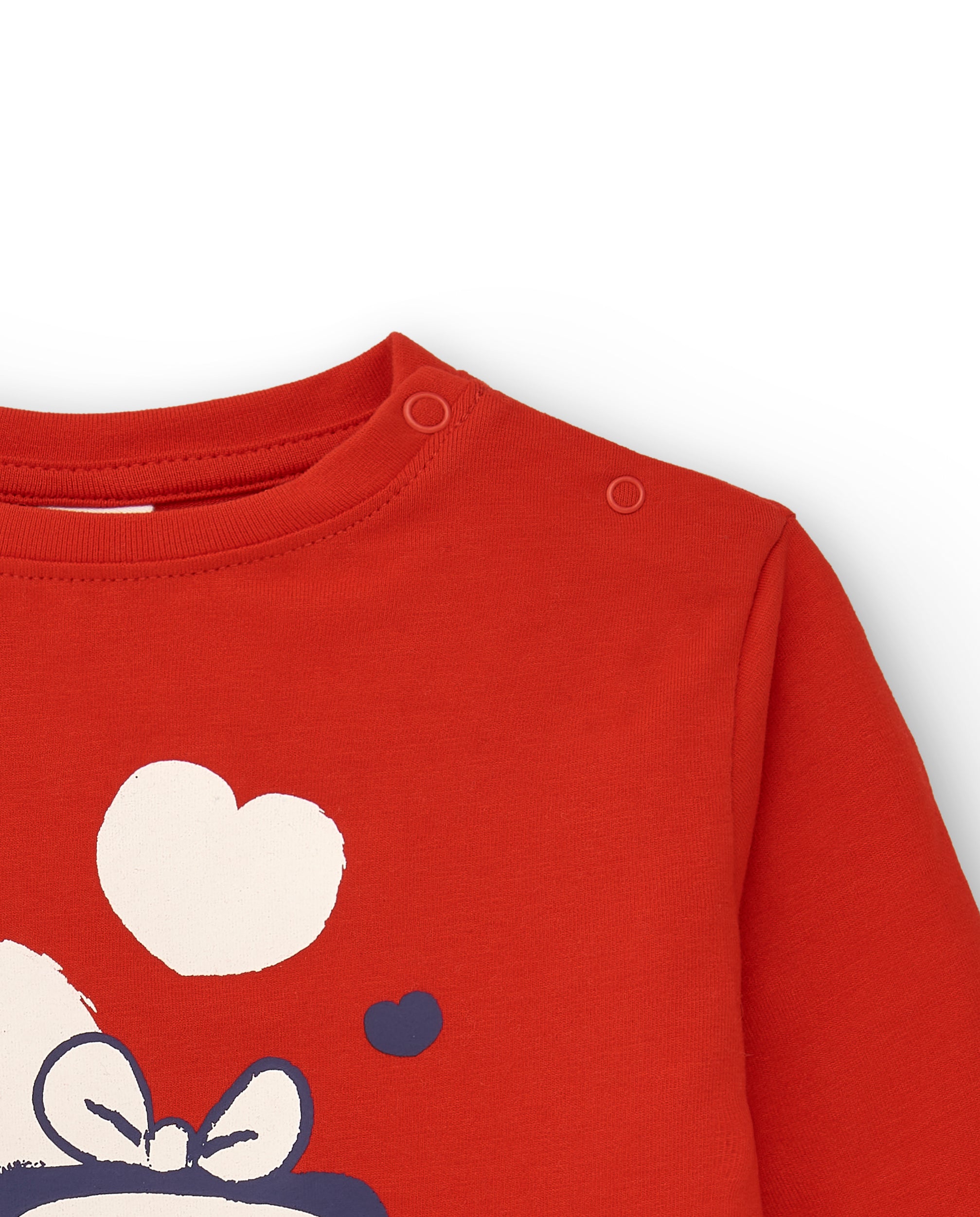 Camiseta de punto para niña en rojo con estampado divertido