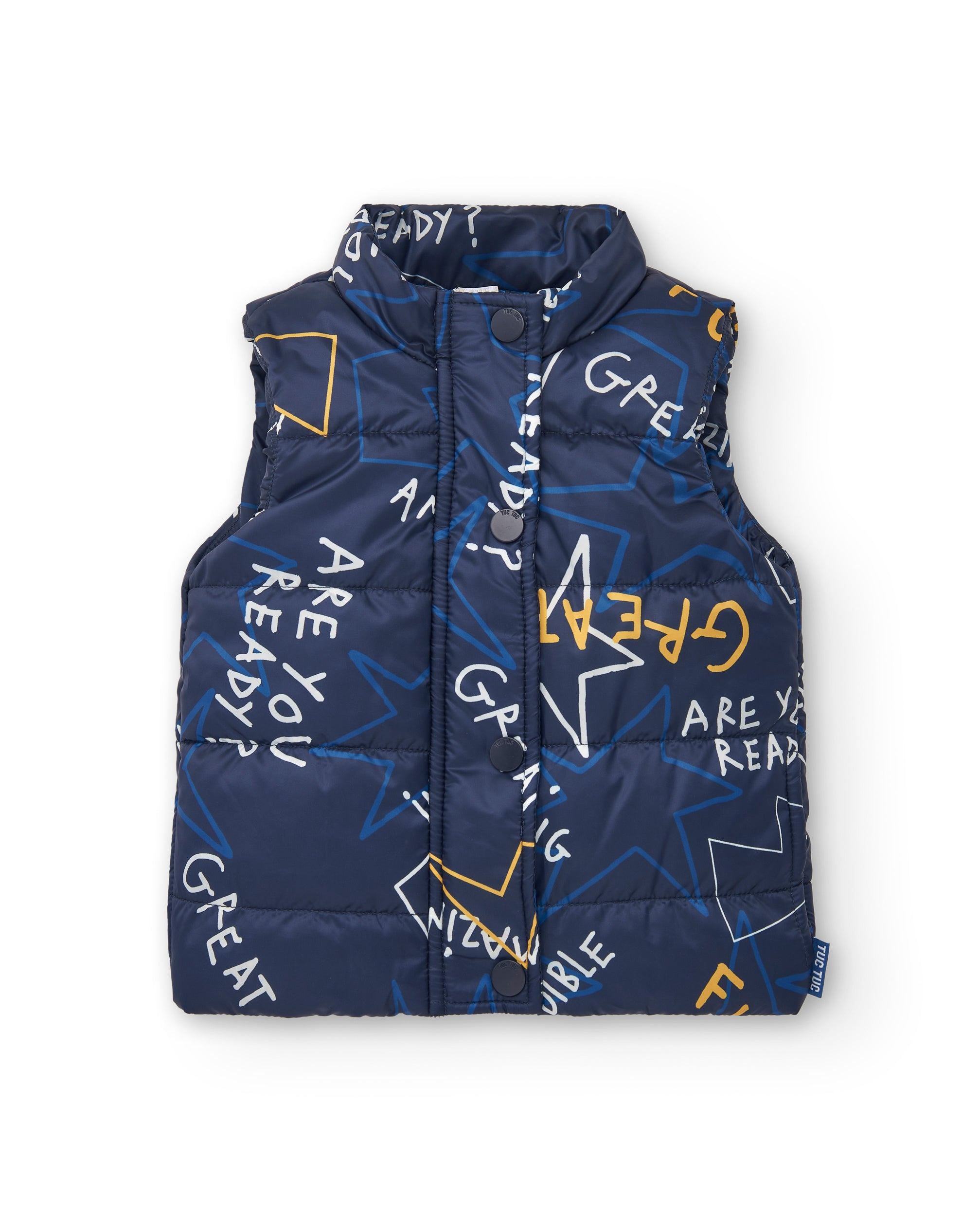 Chaleco técnico niño en azul marino con estampado gráfico