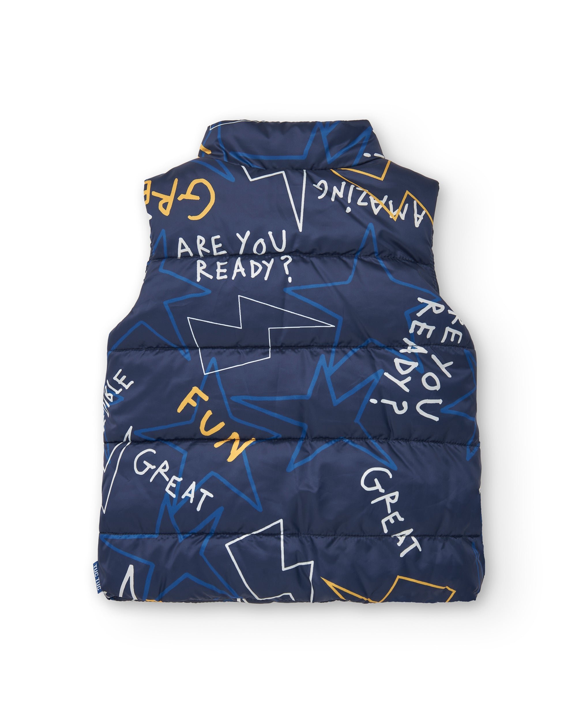 Chaleco técnico niño en azul marino con estampado gráfico