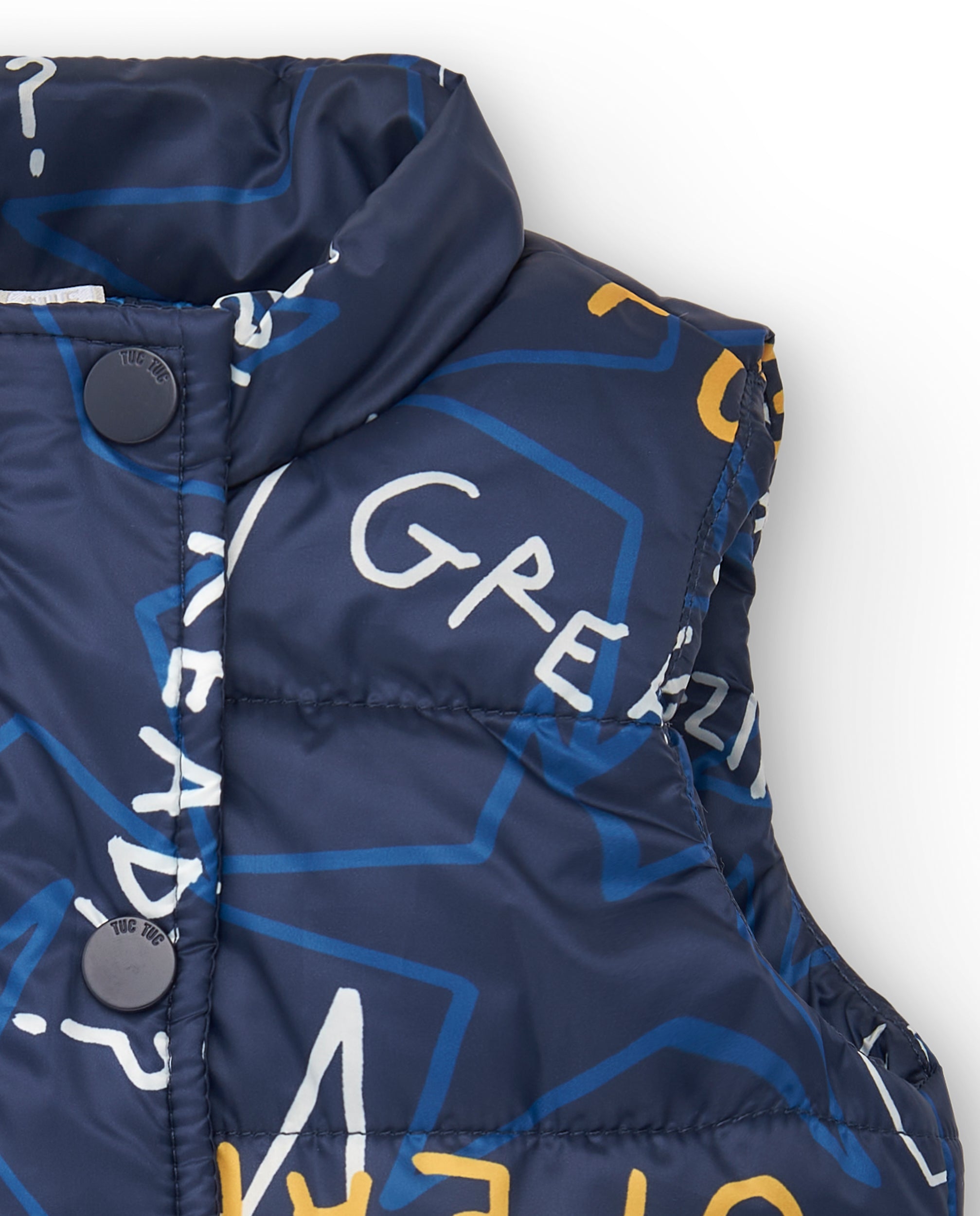Chaleco técnico niño en azul marino con estampado gráfico
